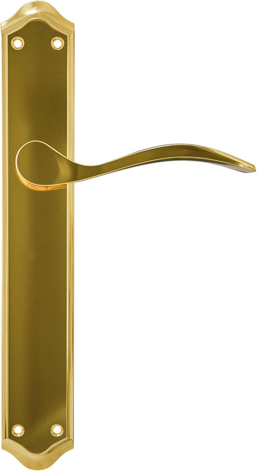Amig - Door Handle Set with Plate | Beta Handle | Made of Steel | 256 X 48 Mm | Square Pin 8 Mm | Matt Brass-Plated image number 5