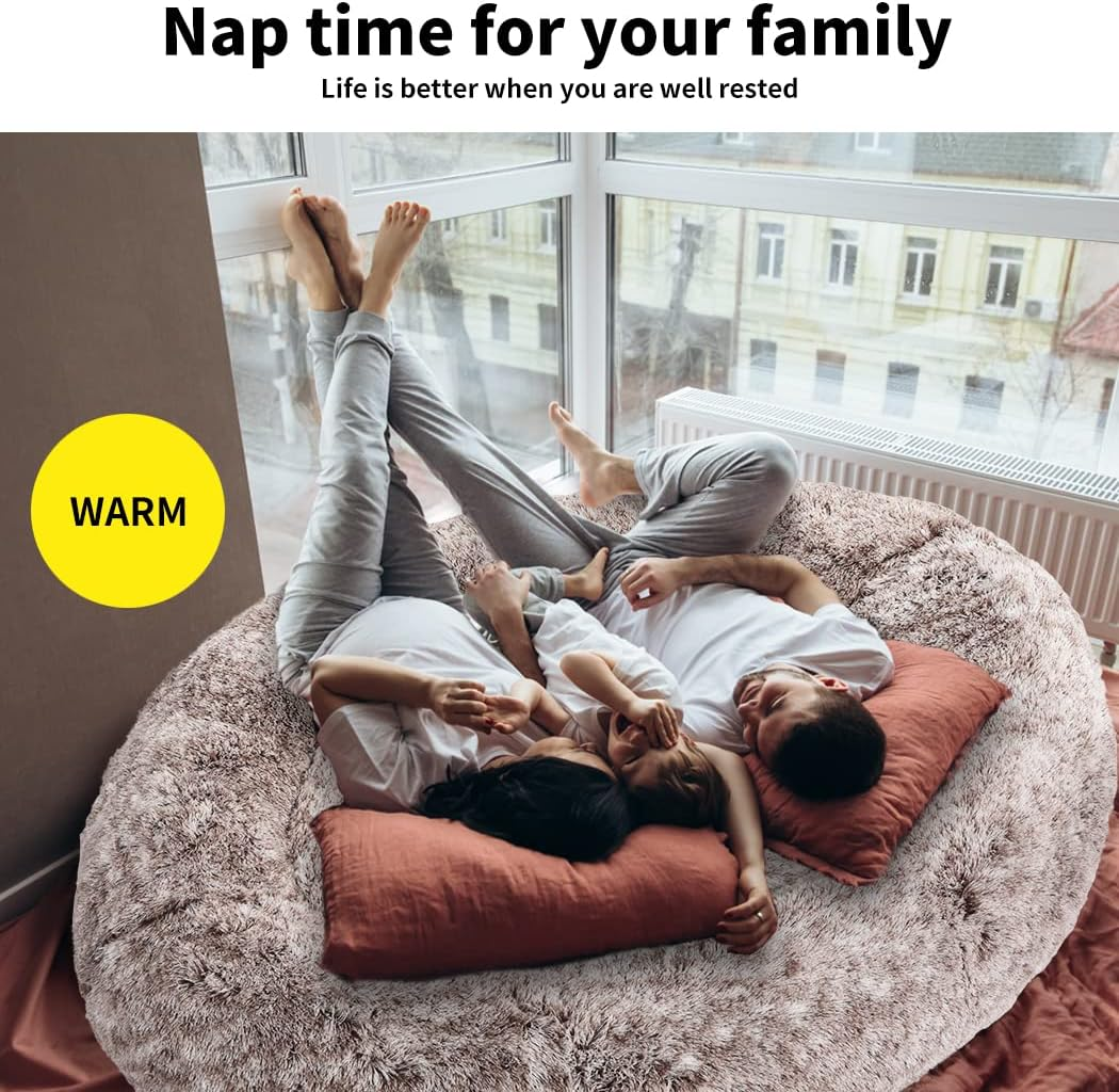 Thenapbed 1.8M Human Size Pet Bed Fluffy Calming Washing Napping Mattress Brown image number 4