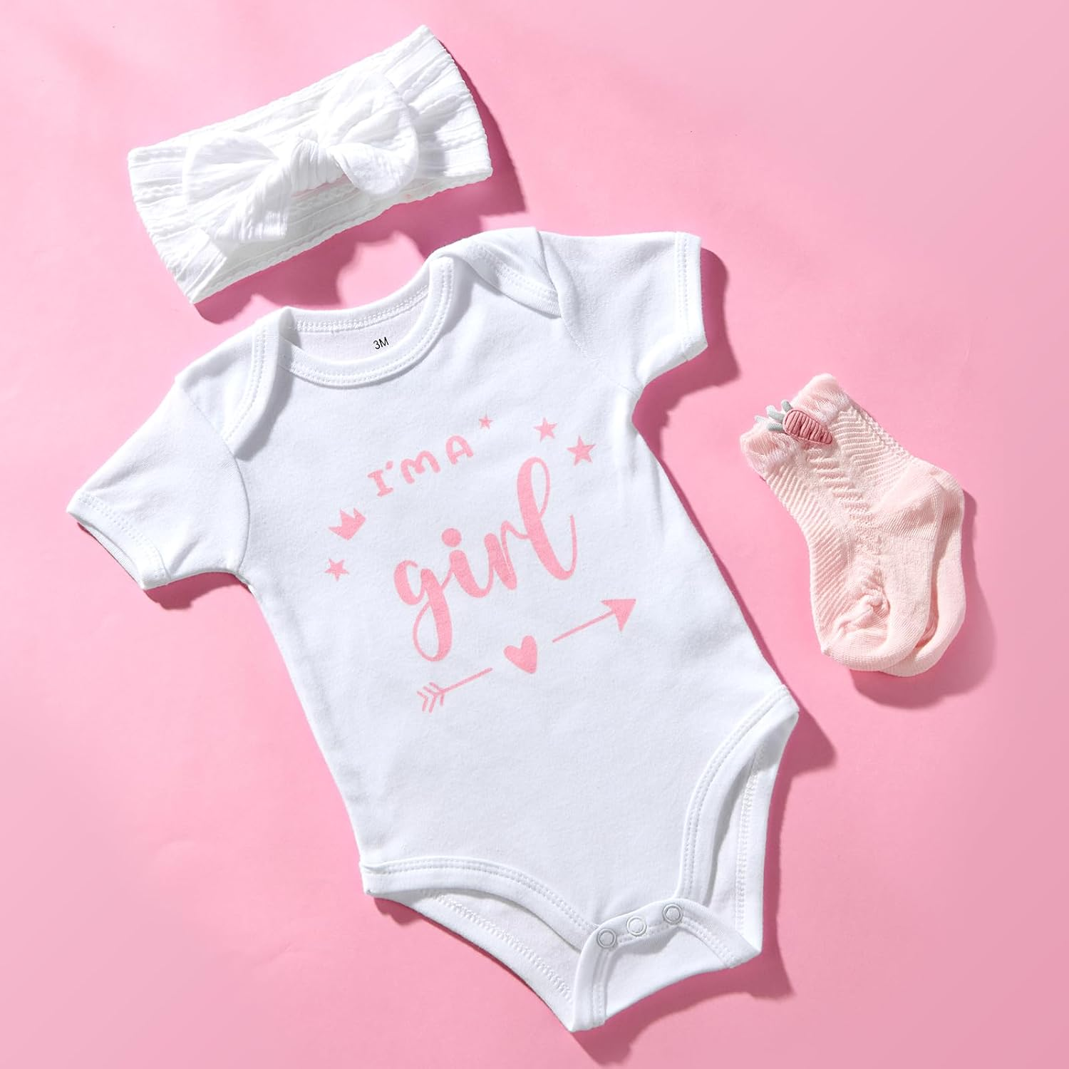 Baby Girl Gifts Basket, Newborn Girl Essentials for Baby Shower, Hooded Bath Towel, Muslin Swaddle Blanket, Girl Bodysuit, Bunny Rattle, Lovey, Baby Bibs, New Mom Gifts Box for Women image number 5