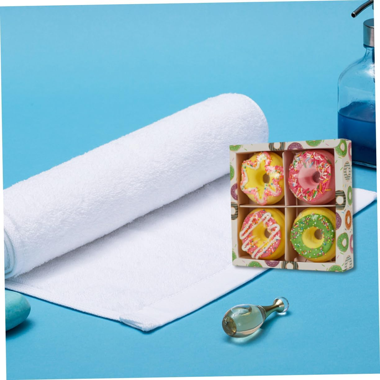 Shower Bubble Bombs Set 4Pcs Doughnut Shape Sea Salt Bath Balls Aroma and Bubble Creation for Home and Travel Use image number 5