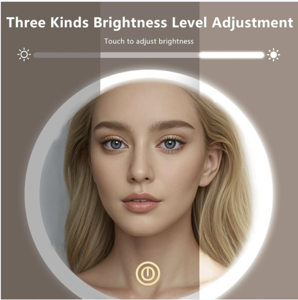 Magnifying Mirror 10X /1X with LED Lights,Rechargeable Makeup Mirror,7 Inch Makeup Mirror with Lights,360&deg; Rotation, 3 Level Brightness Adjustable,Touch Sensor Dimming,Portable Travel Make up Mirror. image number 6