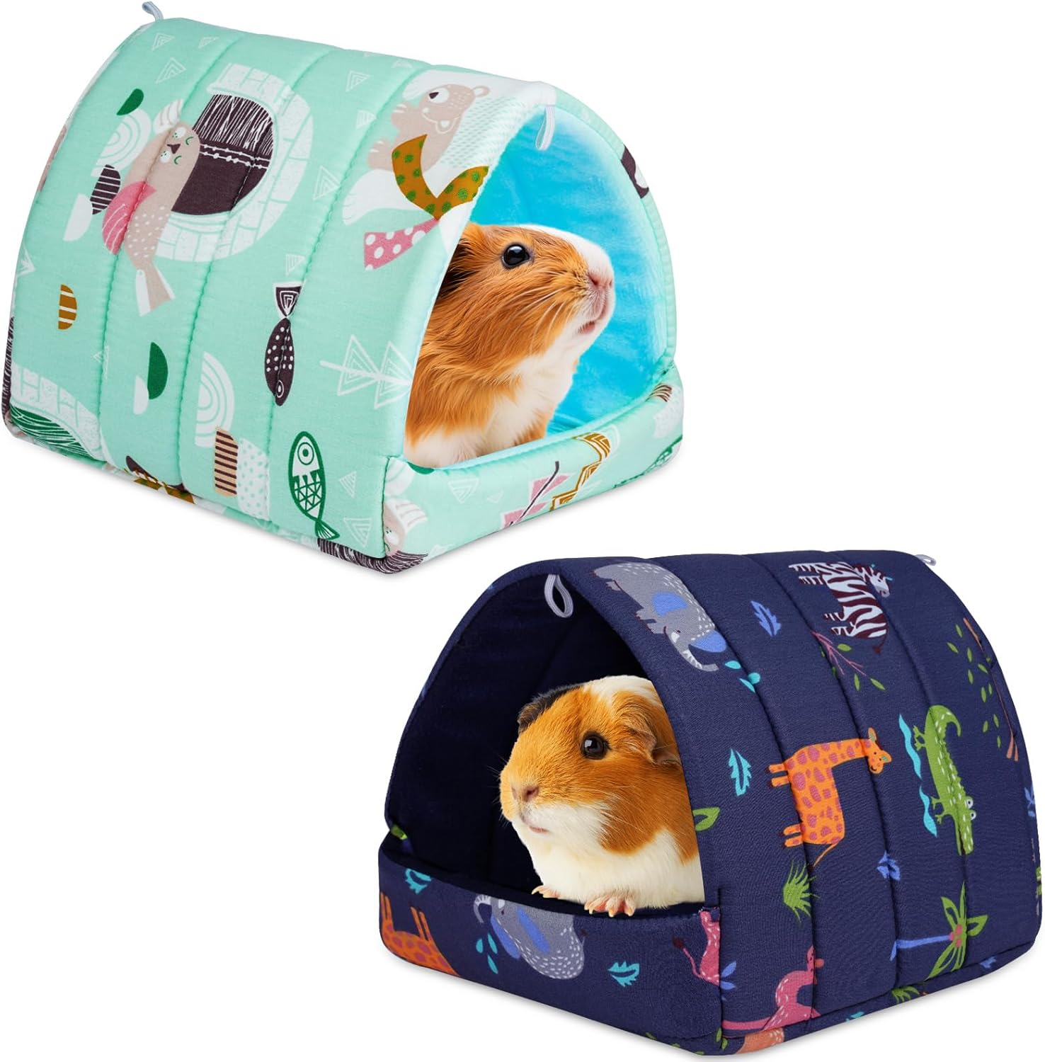 HOTUT Guinea Pig Bed,2Pcs Cave Cozy Hamster Small Animal Beds Hideout,Warm Guinea Pig House,Washable Small Animal House Cage Accessories for Chinchillas,Hamsters,Dwarf Rabbits