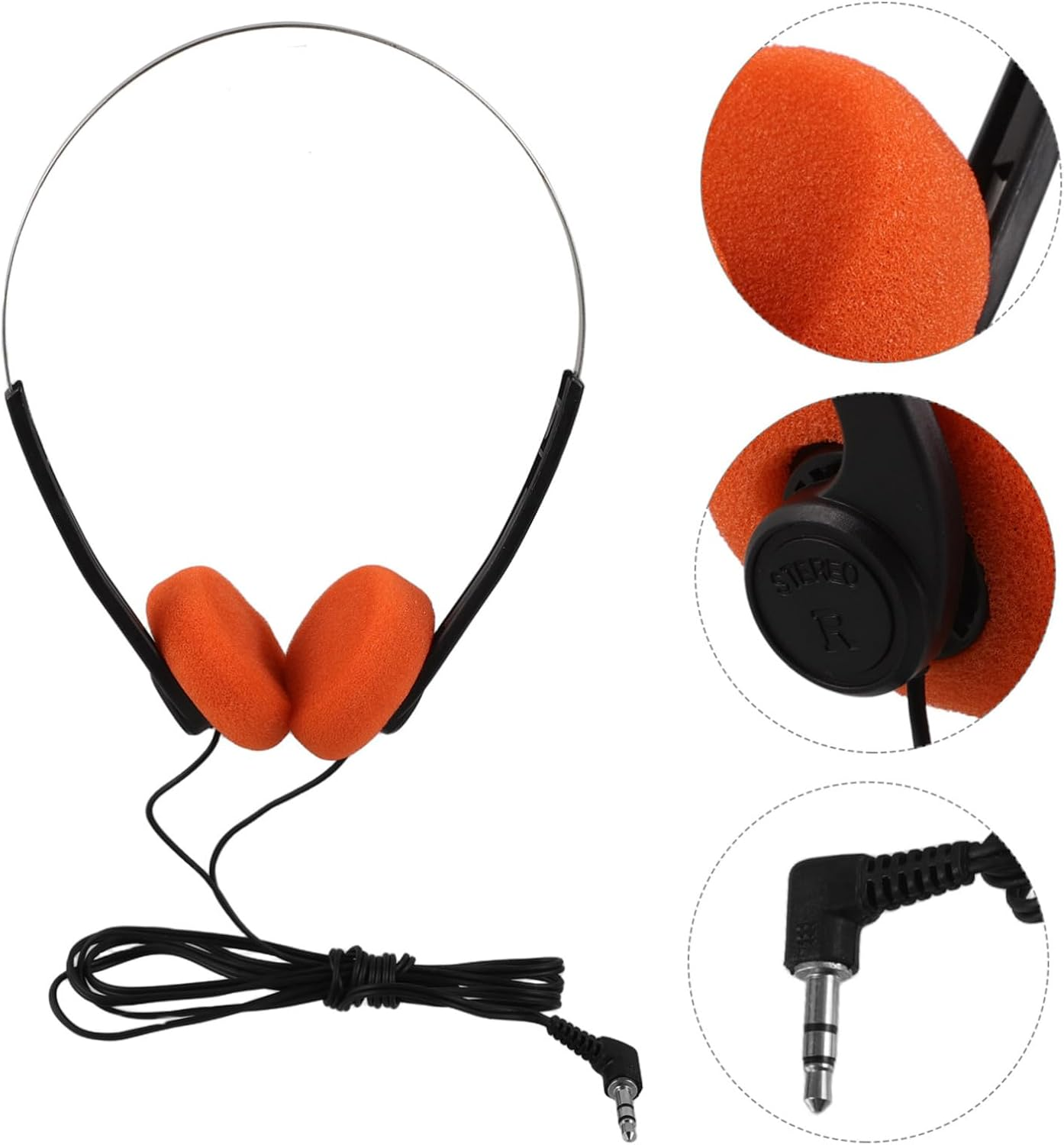 RORPOIR Retro Student Headphones Lightweight Travel Sturdy School Headset Adjustable Headband Cushioned Ear Pads for Comfortable Safe Listening in Classroom Library