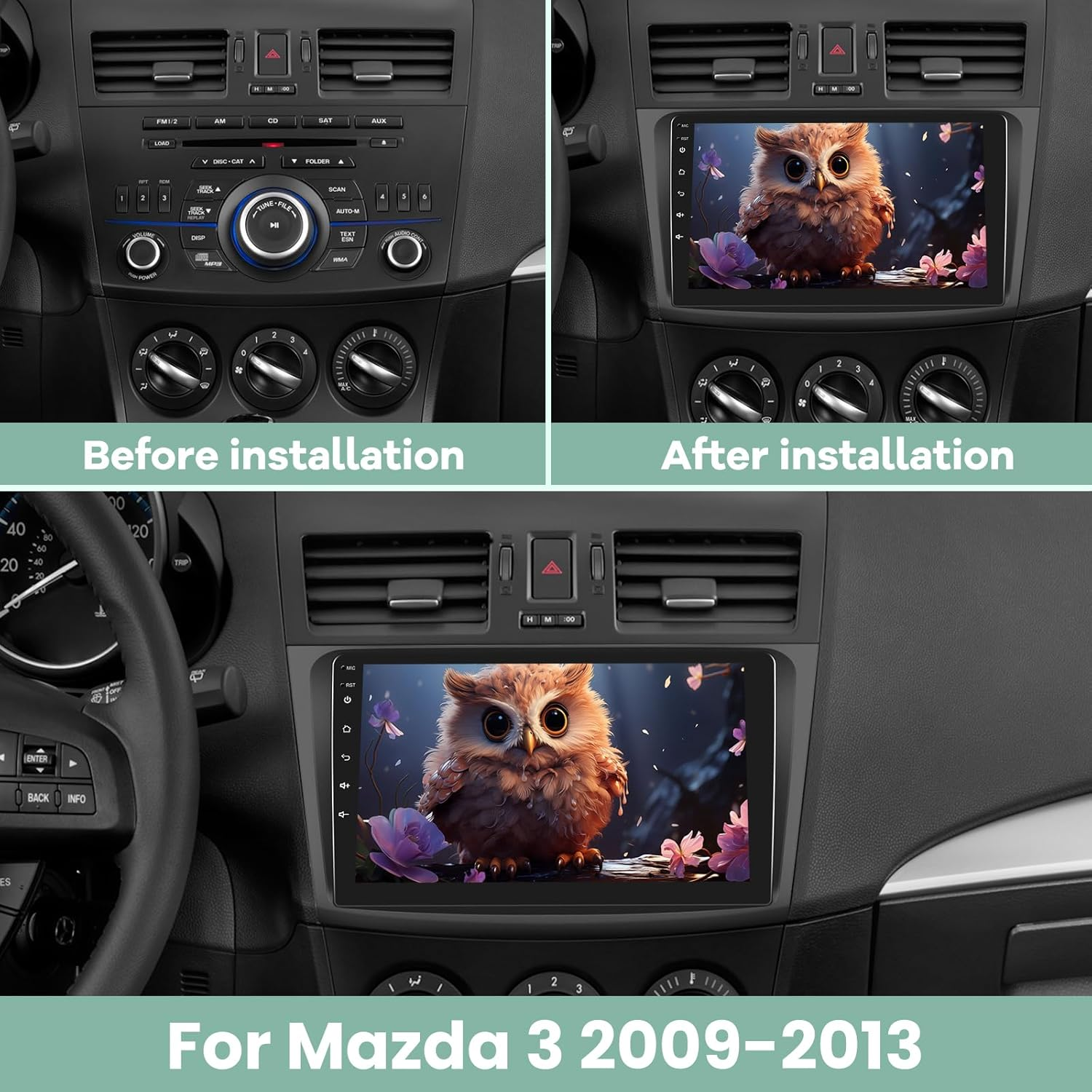 EKAT [2G+64G] Car Radio for Mazda 3 2009-2013, Android 13 Touch Screen Car Play Stereo, Carplay/Android Auto/Eq Audio/Swc/Bluetooth image number 2