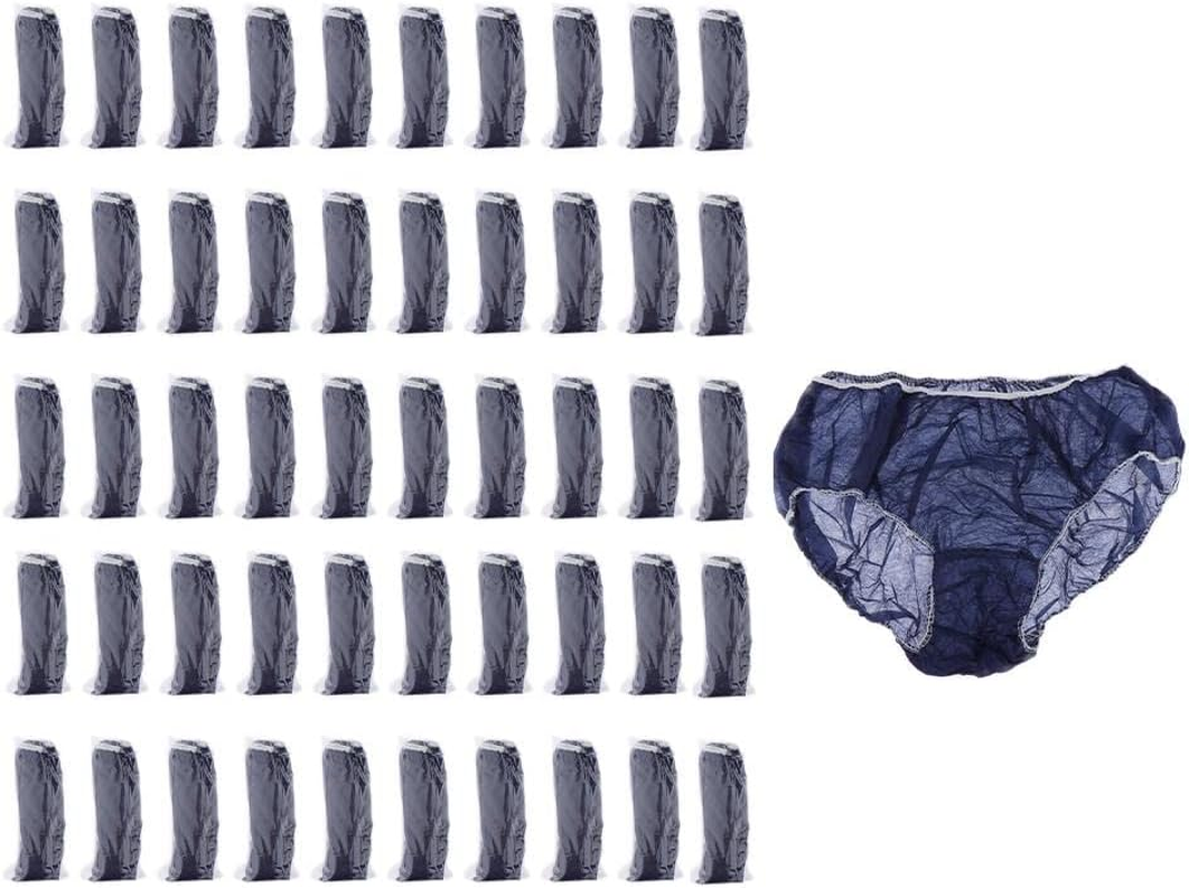 Eigell Pack of 50 Non-Woven Disposable Panties for Women & Men, plus Size Travel, Sports - Moisture Wicking & Breathable Fabric, Blue image number 1