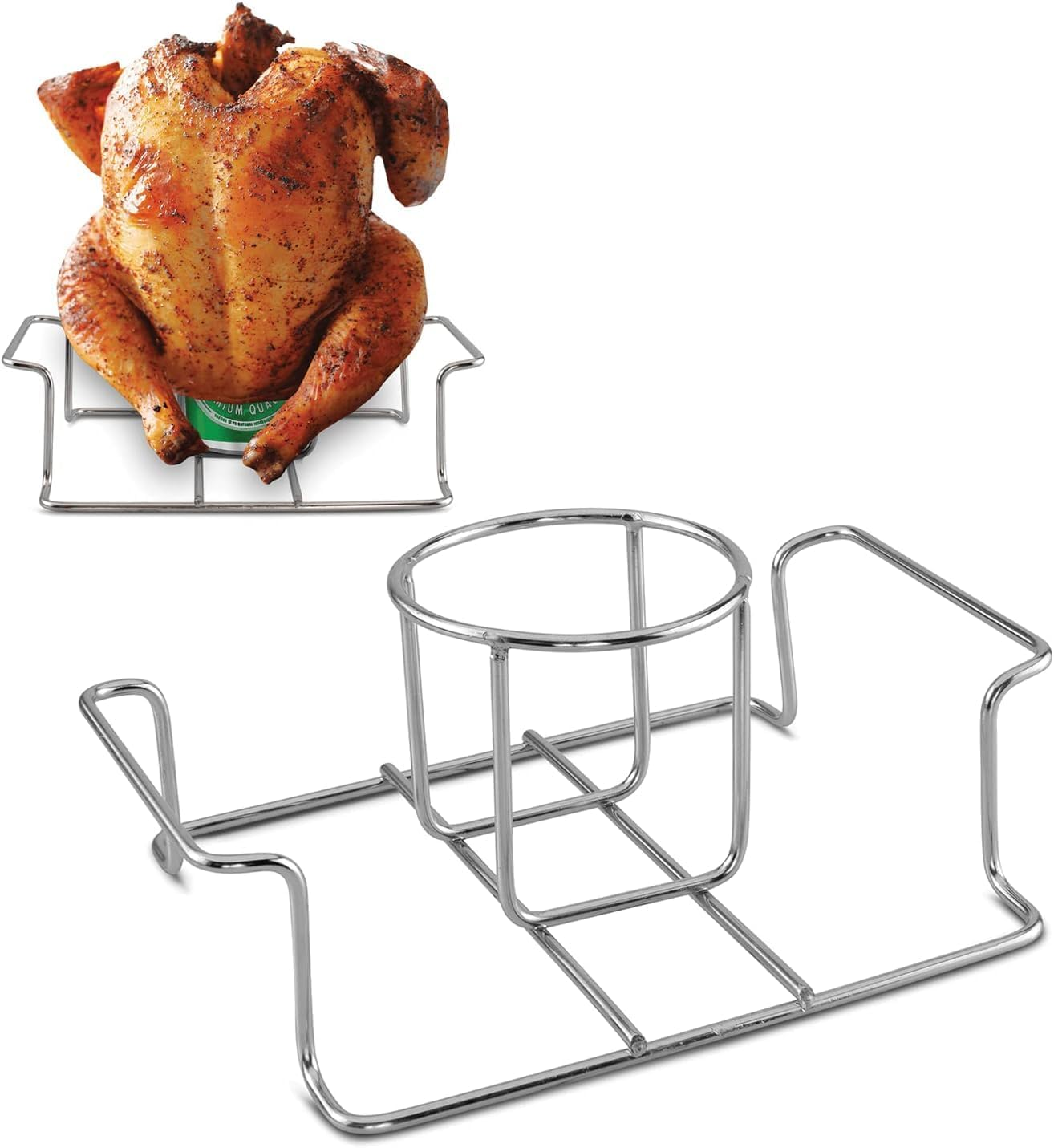 Cozioz Stainless Steel Beer Can Chicken Holder for Grill and Smoker - Premium Quality Stand with Handle for Perfectly Roasted Chicken, Ideal for BBQ Lovers and Outdoor Cooking Enthusiasts image number 1