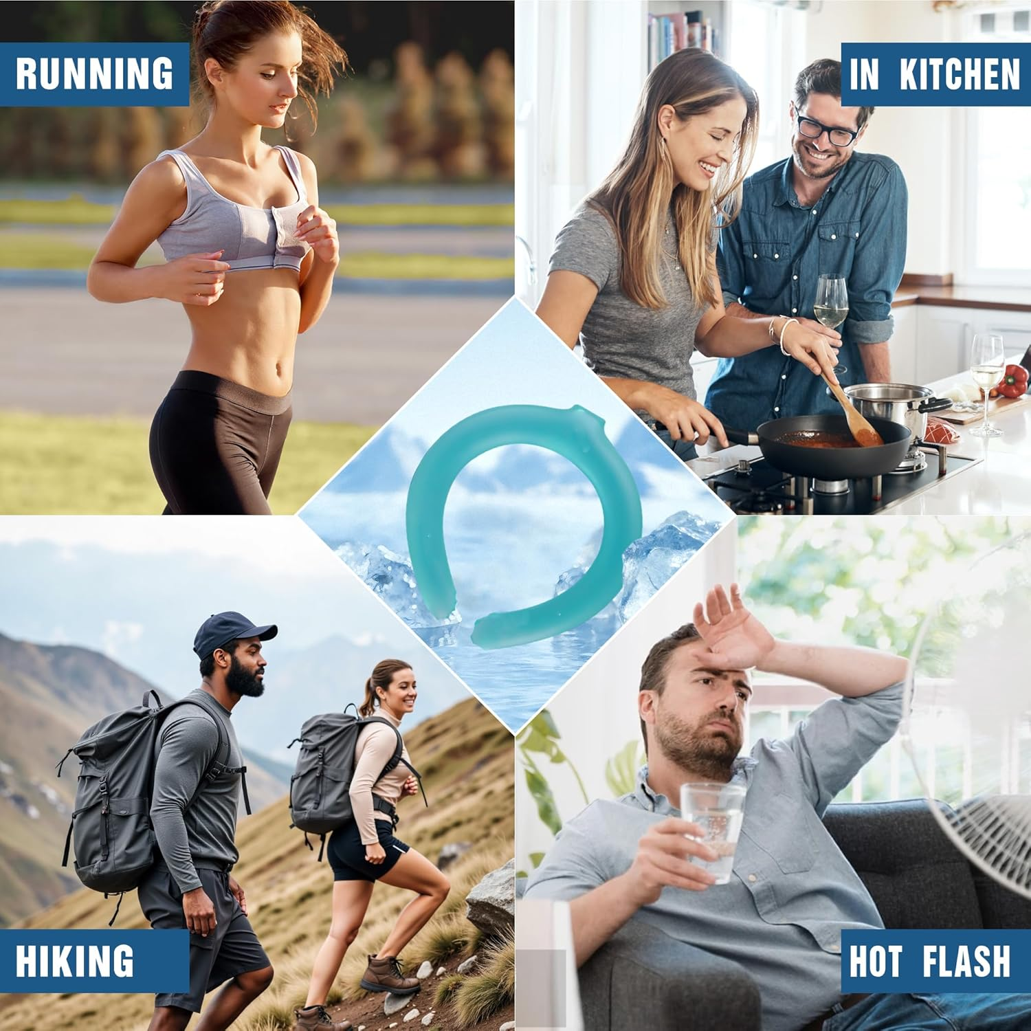 2 PCS Neck Cooling Tube, Wearable Cooling Neck Wrap for Summer Heat, Hands-Free Cold Compress Pack, Reusable Neck Cooler (Blue + Pink) image number 4