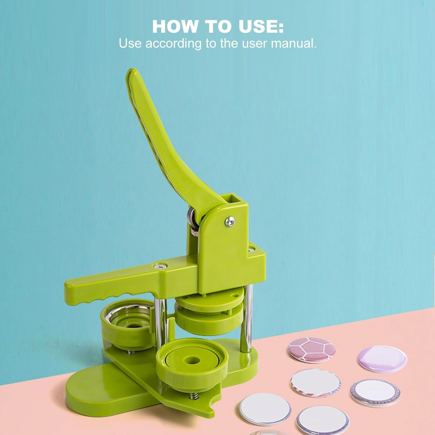 Button Maker Machine, 100Pcs Button Pin Maker DIY round Pin Maker Kit with 400 Button Parts, Button Press Machine Badge Press Machine for Family Present (58Mm) image number 1