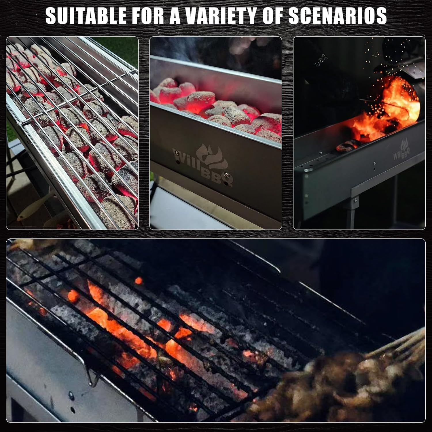 Willbbq Charcoal Starter Chimney Bucket BBQ Coal Starter for Rapid Fire