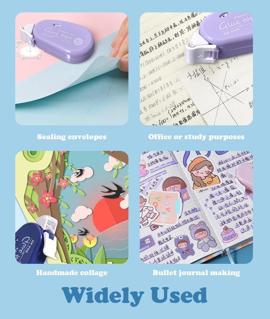 LEFAFA 4 Pack Double Sided Tape Roller, Scrapbook Journaling School Office Supplies Glue Tape Runner for Crafts, Gift Wrapping and Photo Tapes(6Mmx6M) (Classic) image number 4