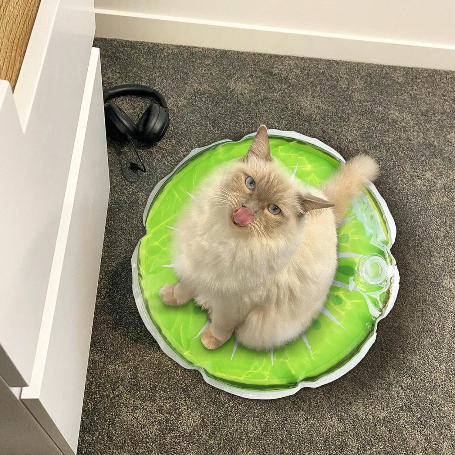 Cat Cooling Mat,Cute Water Sensory Pad for Puppy | round Fruit Pattern Water Cooling Mat Cushion Sleeping Beds for Pet Relief image number 5