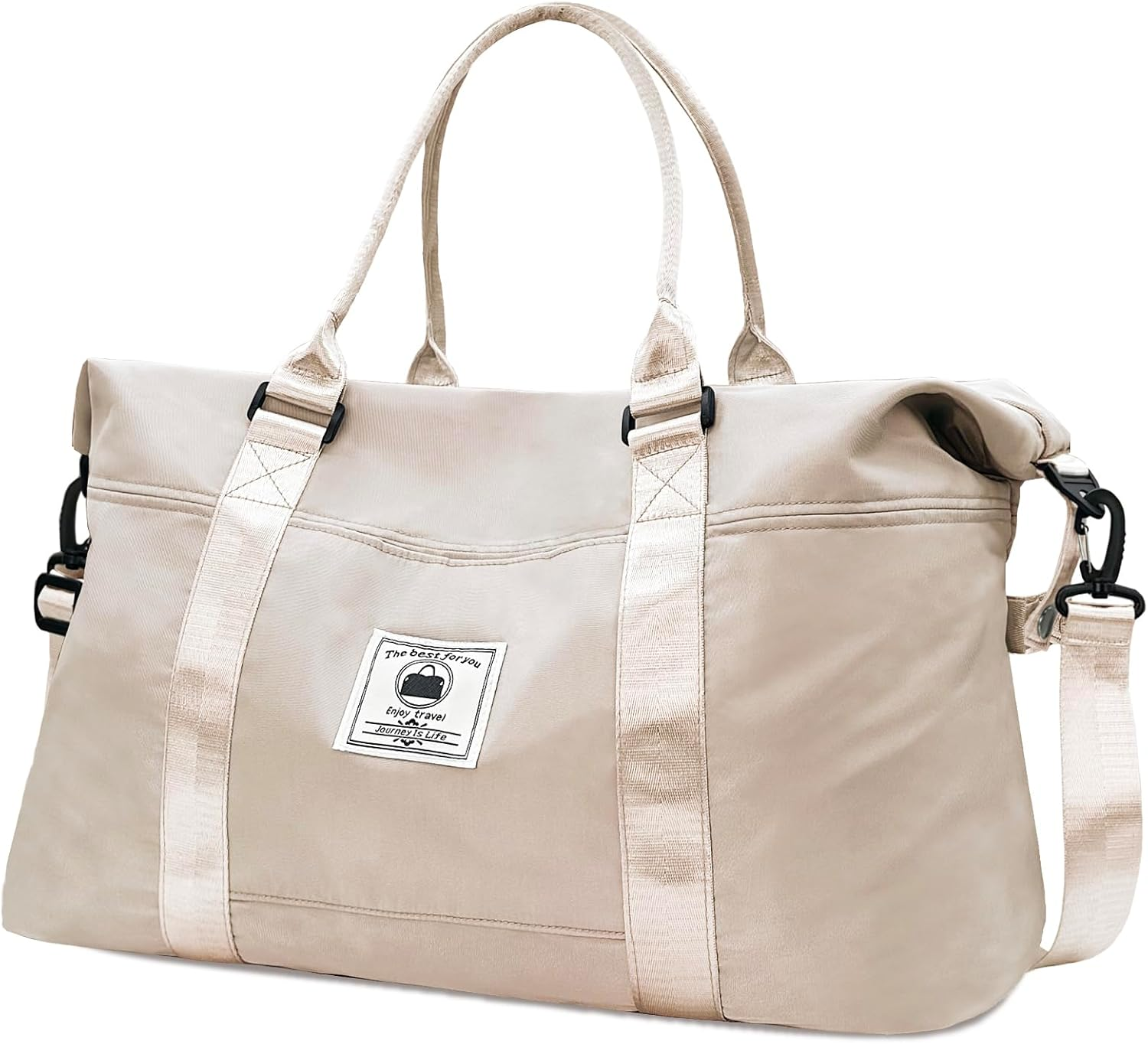 Travel Duffle Bag, Waterproof Sport Tote Gym Bag for Women Men, Overnight Weekender Carry on Bag with Wet Pocket, Beige, Fashion