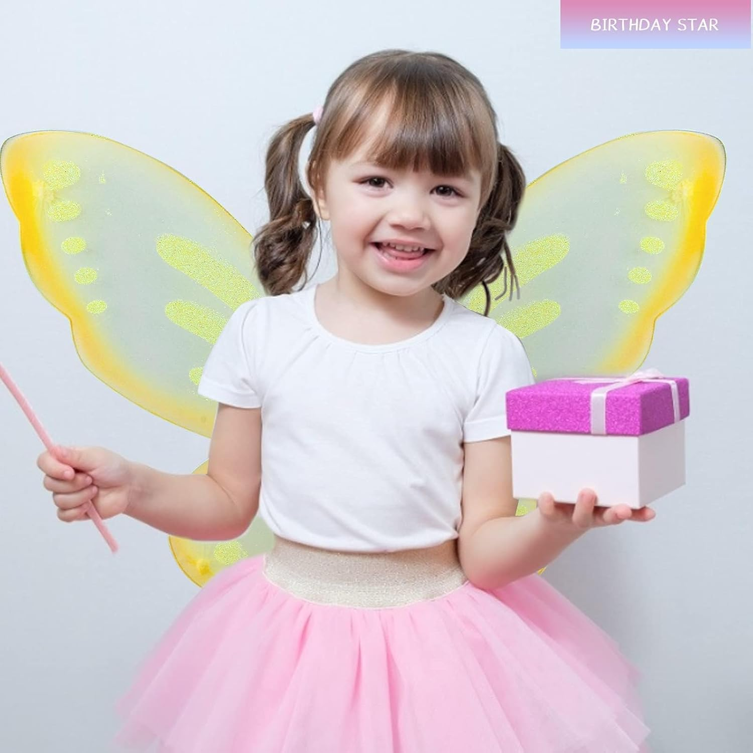 Fairy Wings Adult Butterfly Wings Halloween Costume for Birthday Party Princess Angel Girls - Adjustable Elastic Straps, Foldable Design, Lightweight and Durable image number 4