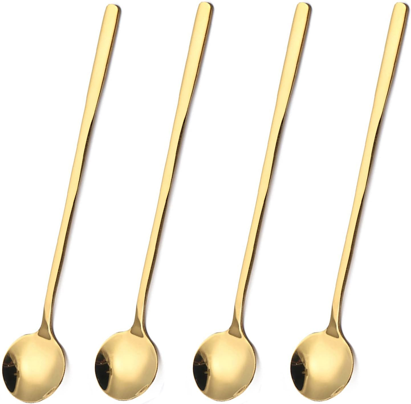 4 Pack Stainless Steel Coffee Spoon, 6.7 Inch Stirring Spoons, Cocktail Stirring Spoons for Coffee Tea Dessert Cake Ice Cream Cappuccino (Gold) image number 3