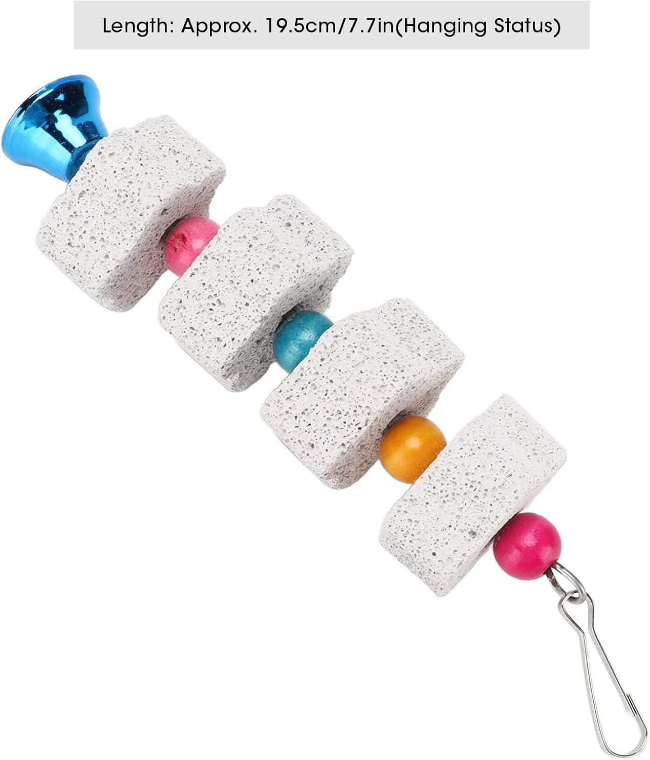 AKLOSIPY Bird Chewing Toys for Small Birds, Hamsters - S Beak Grinding with F Bell & Mineral Block, Ideal for Cockatiels, Budgies, Parakeets image number 3