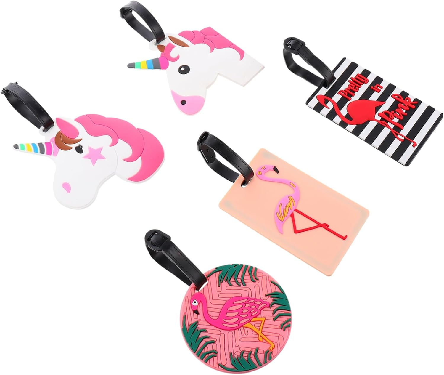 FRCOLOR 5Pcs Adorable Flamingo Luggage Tags for Boys and Girls Travel Suitcase Baggage Tags Id Labels image number 1