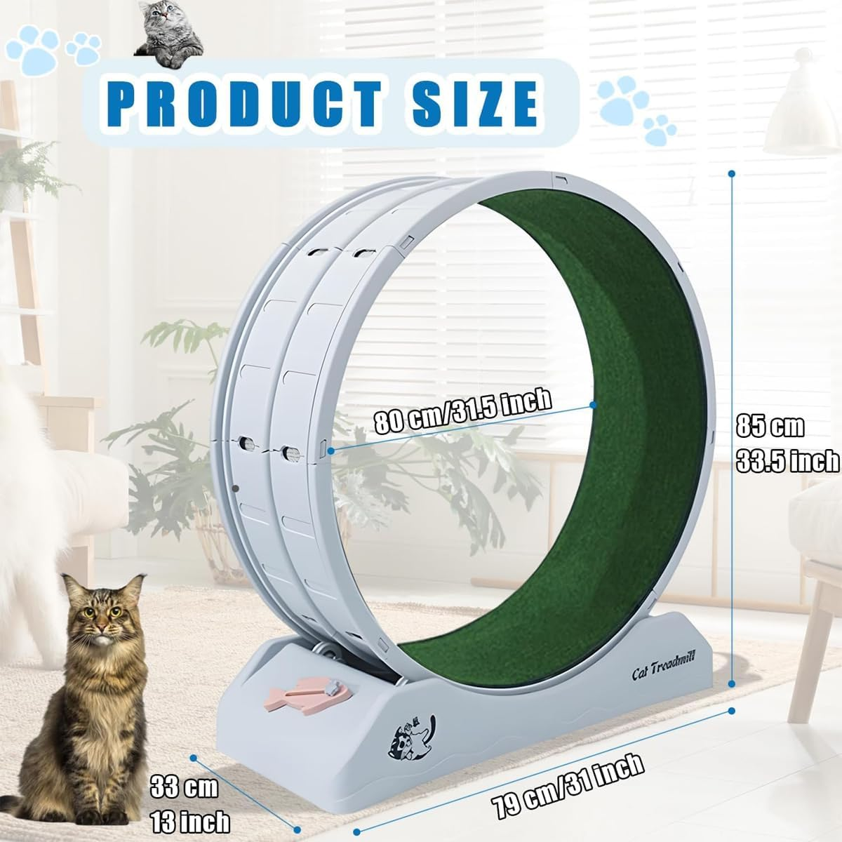 AIMALL Premium Cat Exercise Wheel, Quiet Indoor Running and Climbing Cat Treadmill, Replaceable Track Mat with Narrow Gap, Safety Lock and No-Assembly Snap-On Design, Perfect for Active Cats image number 5