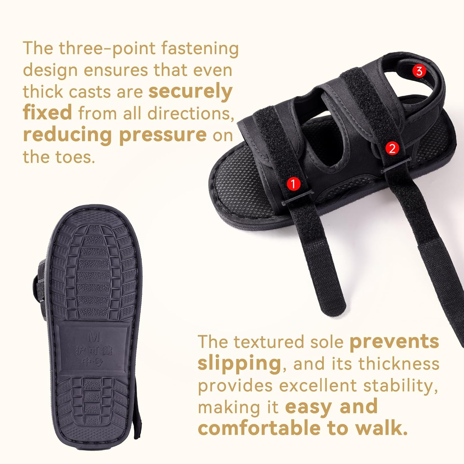 ENLUNTRA Post Op Recovery Shoe, Lightweight Medical Walking Shoe with Adjustable Strap for Post Surgery or Operation Support, Broken Foot, Injured Toes, Stress Fractures, Sprains, Bunions for Left or Right Foot, for Men or Women, 1 Pcs, L - A-M image number 4