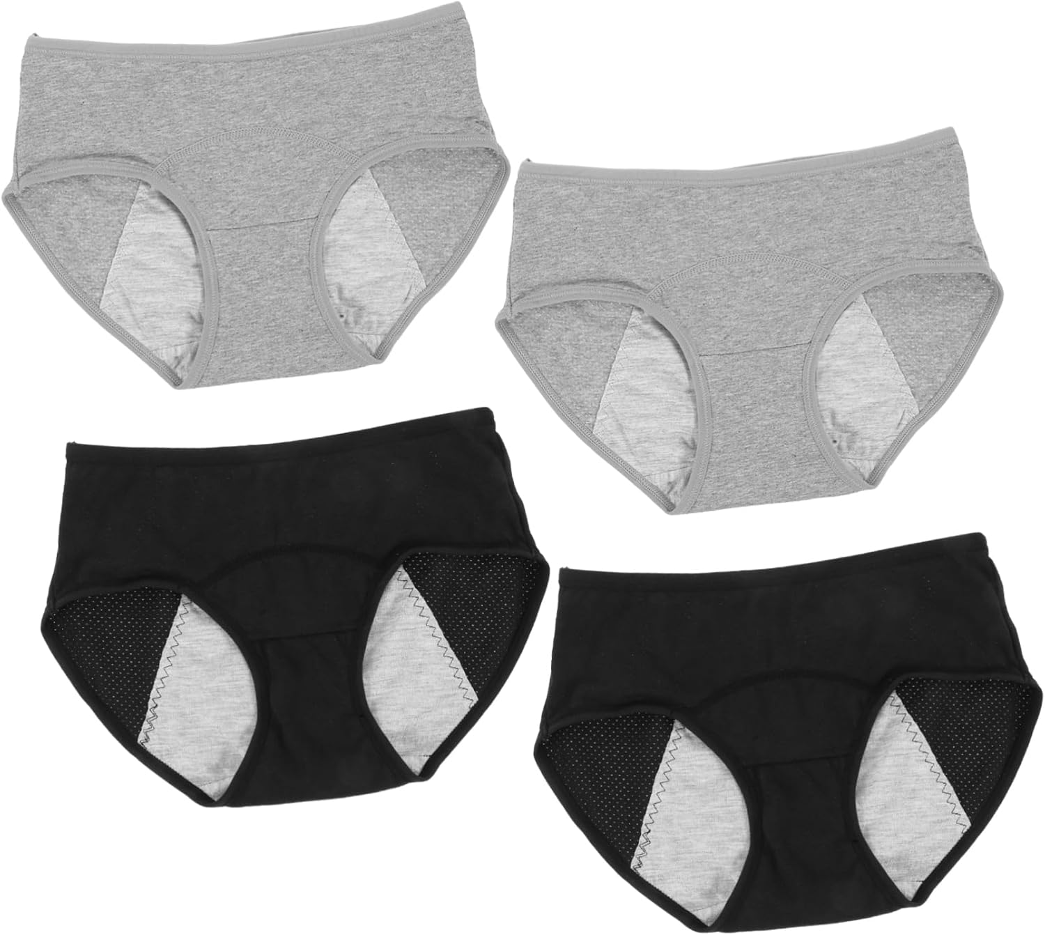 NOLITOY Women Leak Briefs for Heavy Flow Washable Cotton Midrise Period Panties Breathable and Comfortable Design for Postpartum Use Grey