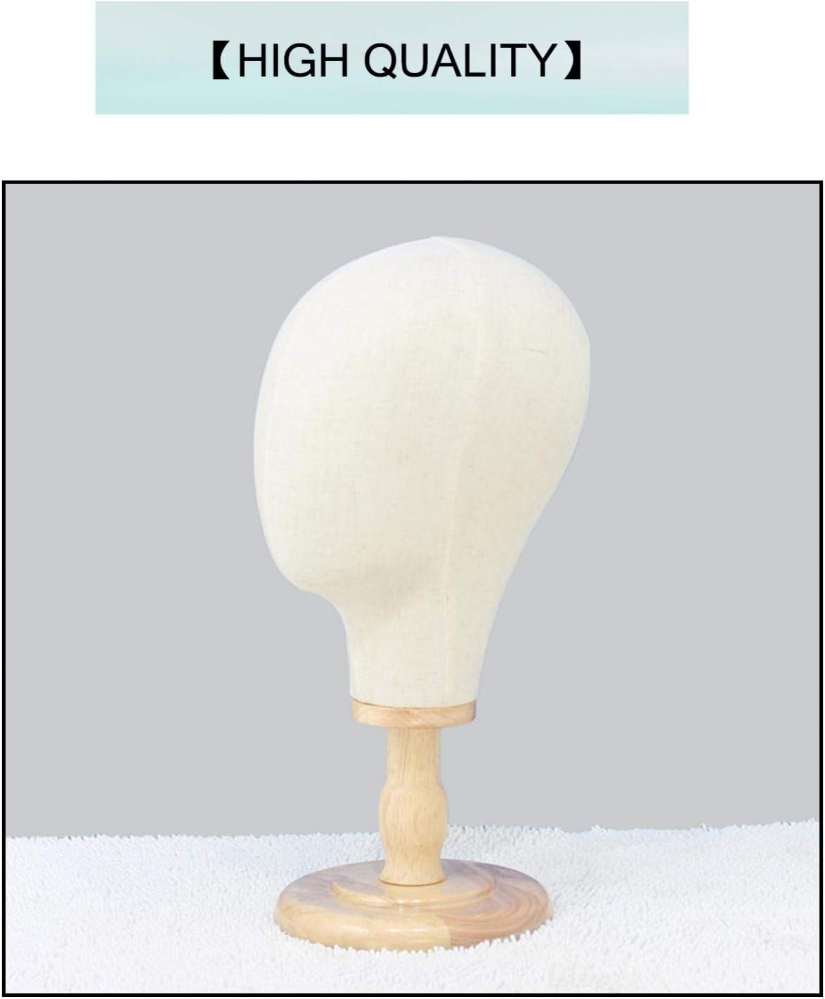 Blesiya 21 Inch Canvas Block Mannequin Head Afro Manikin Model with Wood Stand Hat Display Styling Wigs Making for Salon Shop Showcase Home image number 2