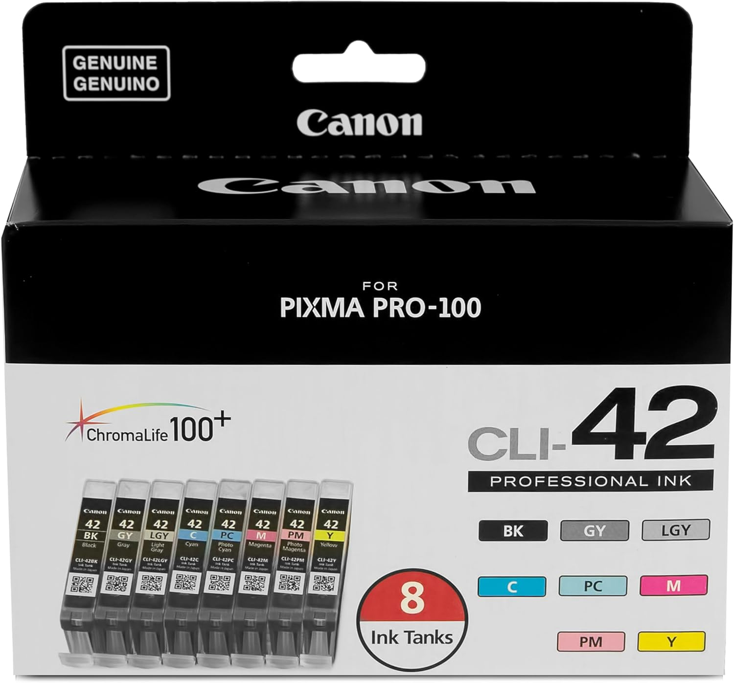 Canon CLI-42 8 PK Value Pack Ink, 8 Pack Compatible to PIXMA PRO-100 image number 2