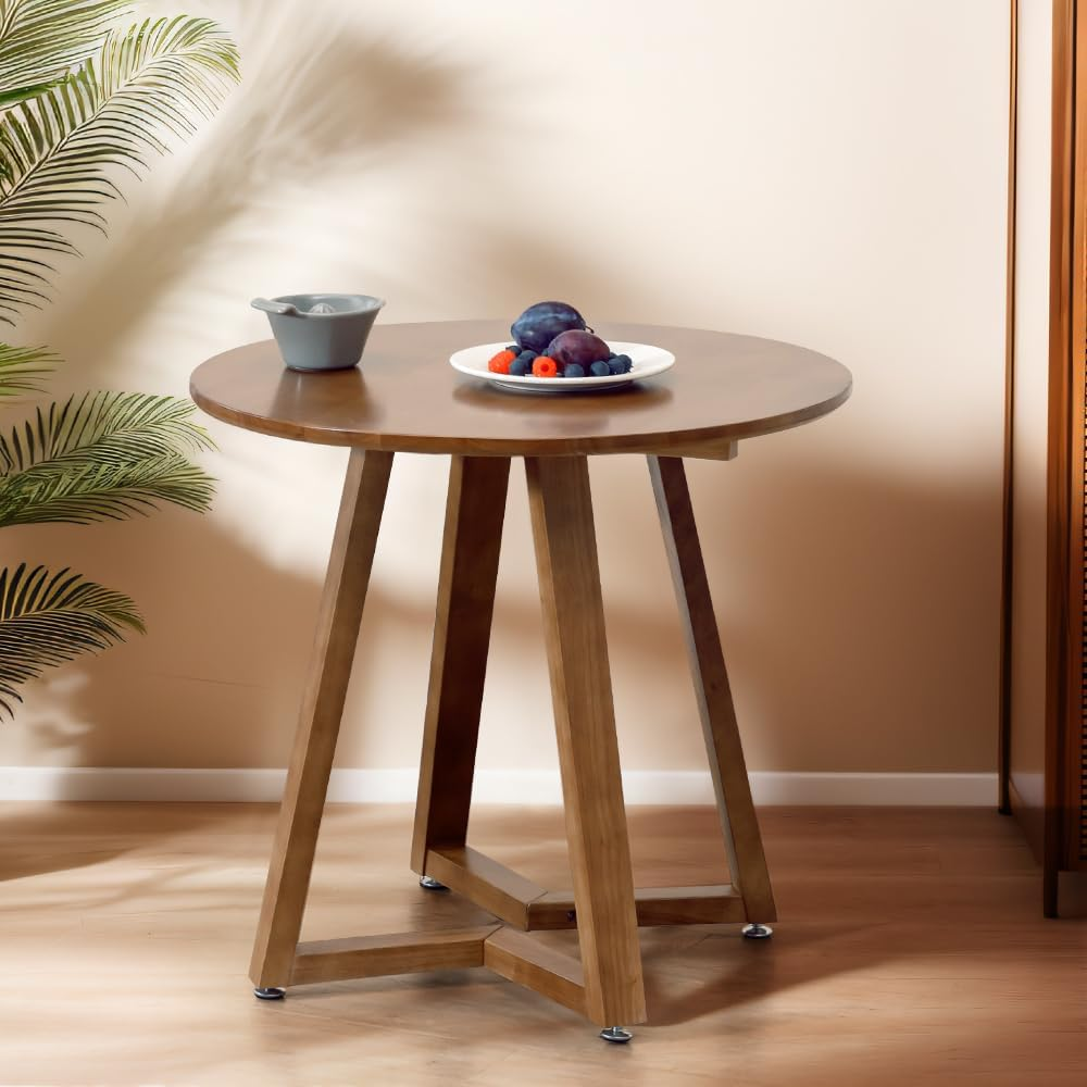 Furb round Coffee Table, Modern Accent Side Table with Adjustable Foot Pads & Sturdy Soild Wood Frame, Sofa Cocktail Table for Home, Living Room, Office, Balcony(60Cm, Oak)