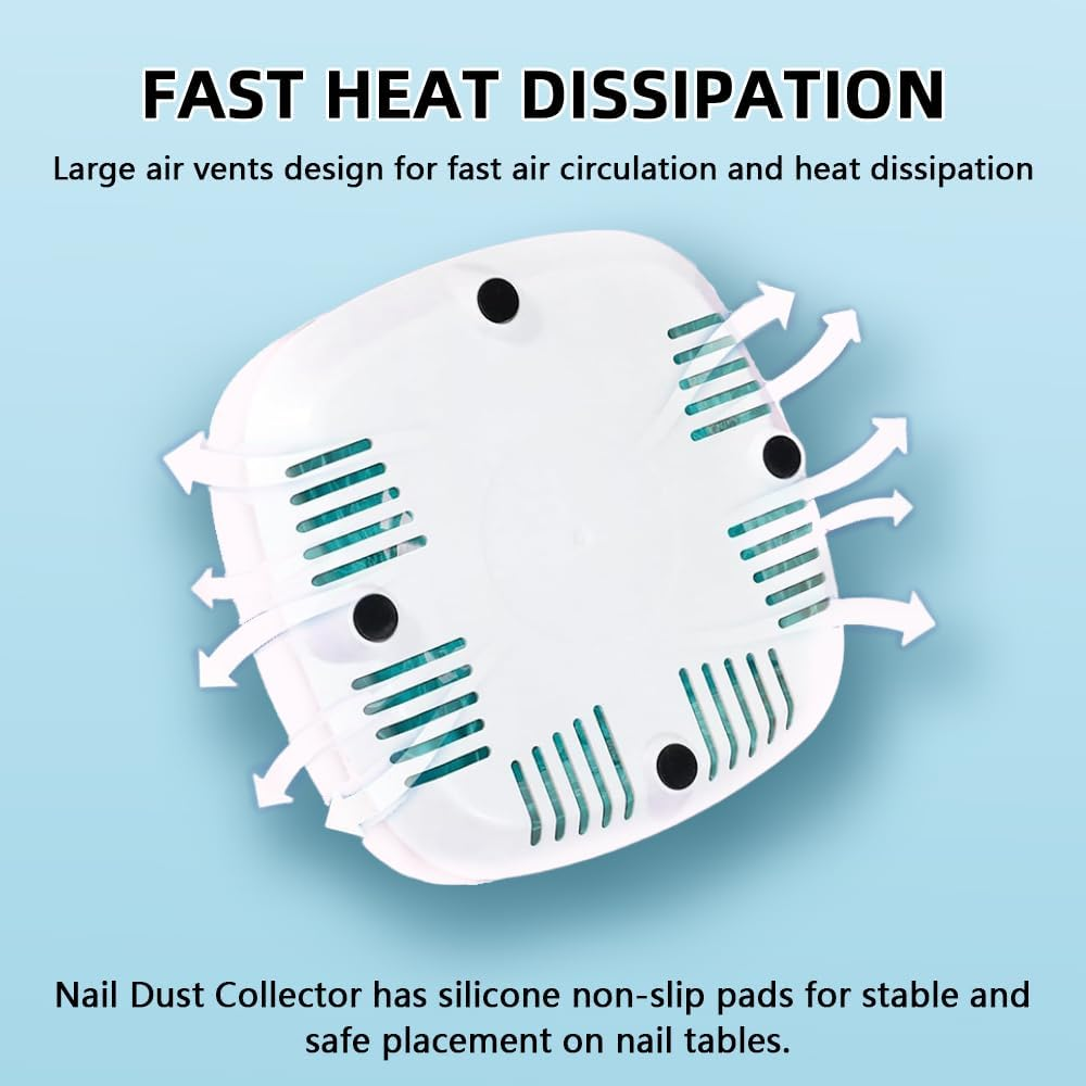Nail Dust Collector with 30PCS Filter Pads and Nail Dust Brush, Vacuum Fan Dust Collector for Beginner Mini Dust Suction Machine Manicure Pedicure Tool for Acrylic Nail Polishing for Home Use image number 1