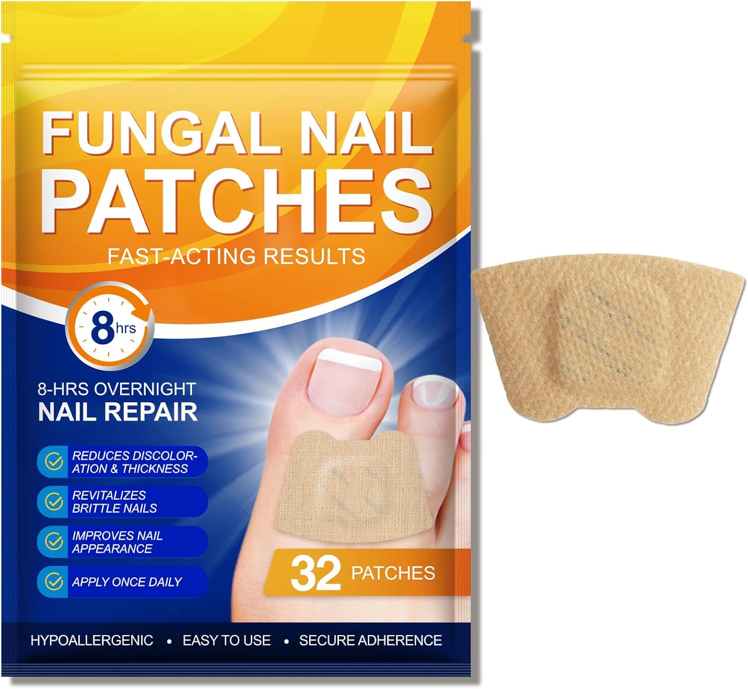 Nail Treatment Patches, 24 Pcs Discolored Thickened Nails Repair, 8 Hour Nightime Nail Renewal Waterproof for Men Women image number 1