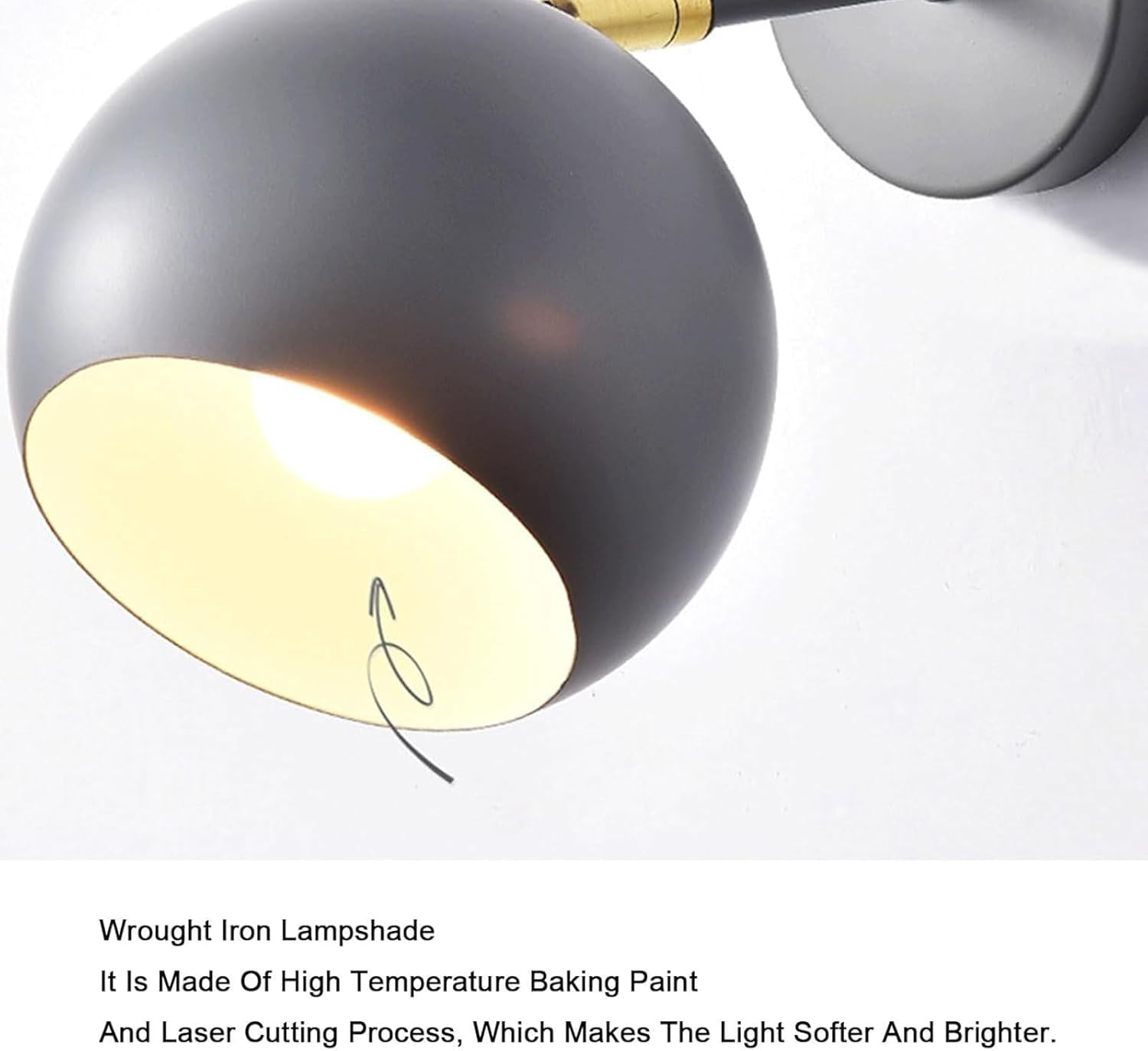 Wall Lighting Fixtures Wall Sconces Fixture Metal round Lampshade Adjustable Head Angle Wall Light for Bedroom Bedside Wall Lighting image number 3