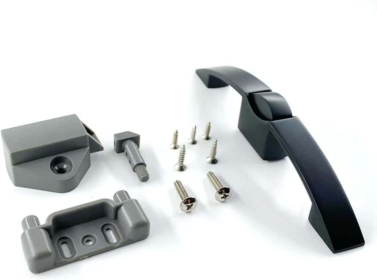 Chrome Arc Push Button Pull Handle Lock for Caravan, RV, Cupboard, Yacht, Boat Drawer, Zinc Alloy Handle for Hanging Cabinet Door, Trailer (2 Pack, Black) image number 6