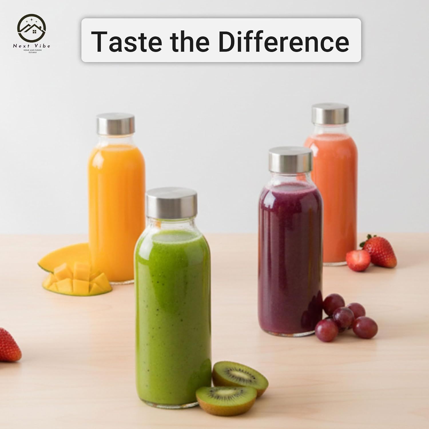 Next Vibe - Glass Water Bottle 500 Ml &ndash; Bpa-Free Reusable Drinking Bottle with Leak-Proof Lid & Protective Sleeve &ndash; Eco-Friendly, Durable,High Borosilicate Glass with Stainless Steel Lid image number 1