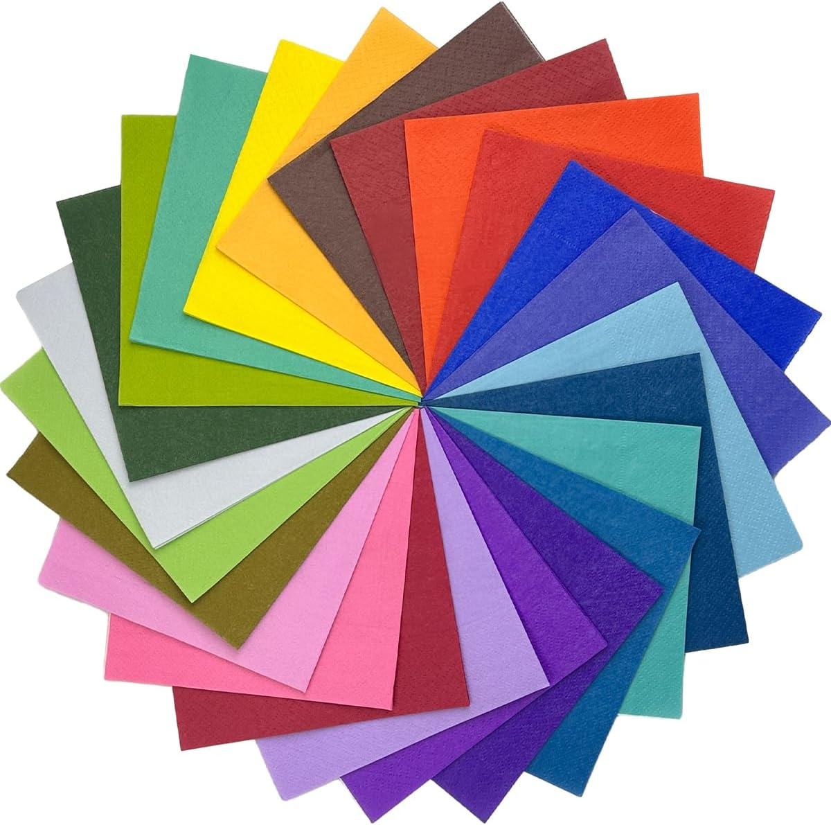 Qiqee 120 Count 24 Colors Cocktail Napkins 25.4 * 25.4Cm Disposable Beverage Napkin Paper for Cocktail, Wedding, Dinner, Birthday Party Dessert Wine Paper Napkins(10 * 10Inch)