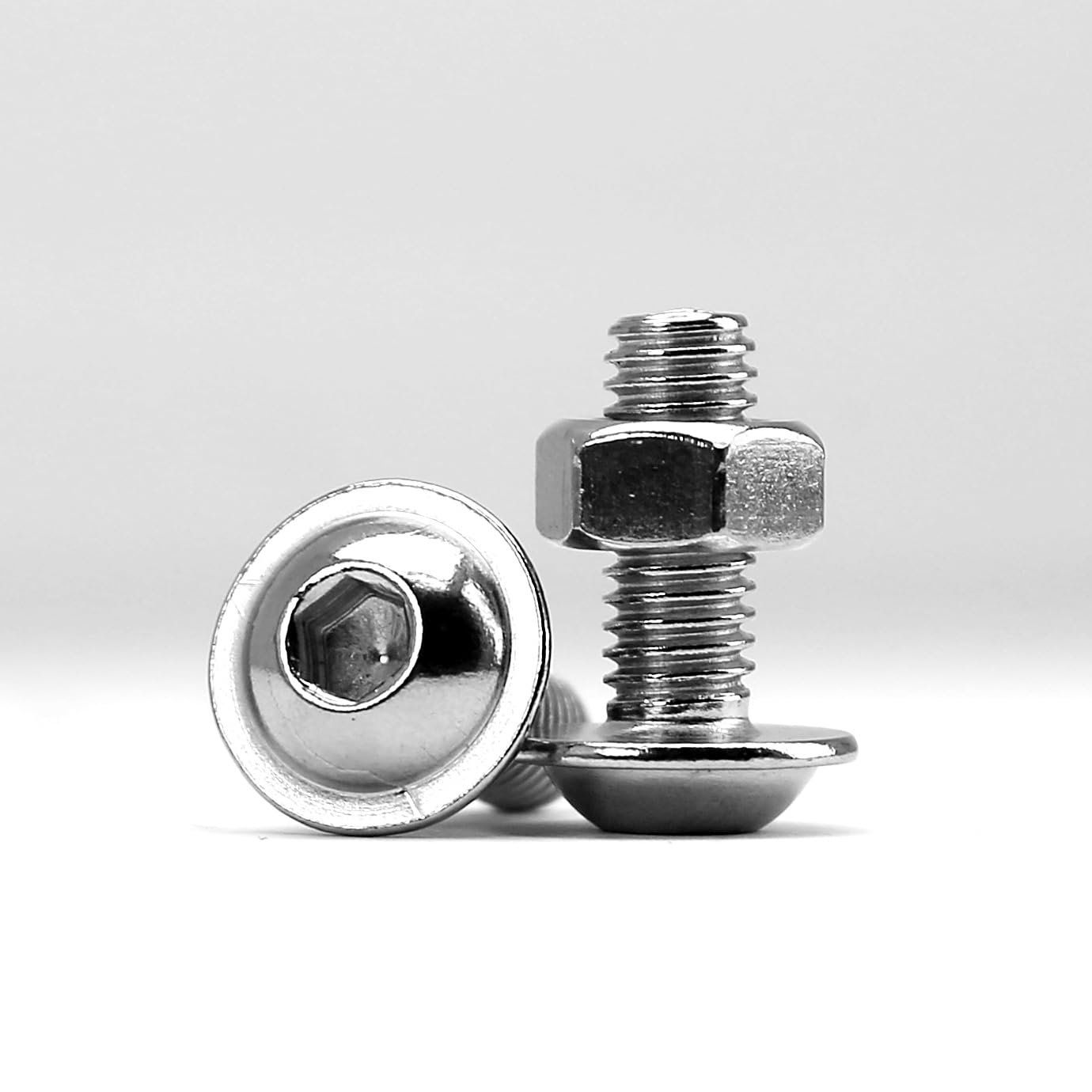 (50 Pcs) M5 X 16Mm Hex Socket Screws with Flange and Nuts Set 304 Stainless Steel Pan Head Screws image number 2