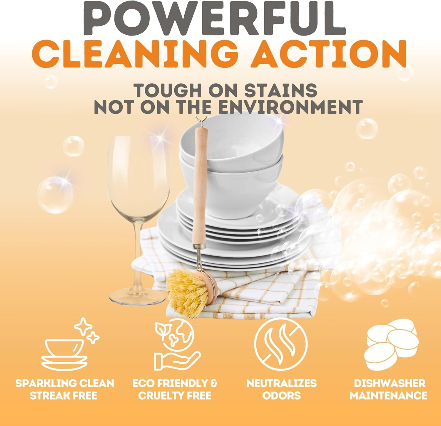 Dishwasher Detergent Sheets & Machine Cleaning Tablets COMBO, 3-In-1 Detergent, Rinse Aid, Deodorizer + Machine Cleaning Tablets, Biodegradable, Plastic Free, No Mess, Use in Dishwasher or Sink image number 3