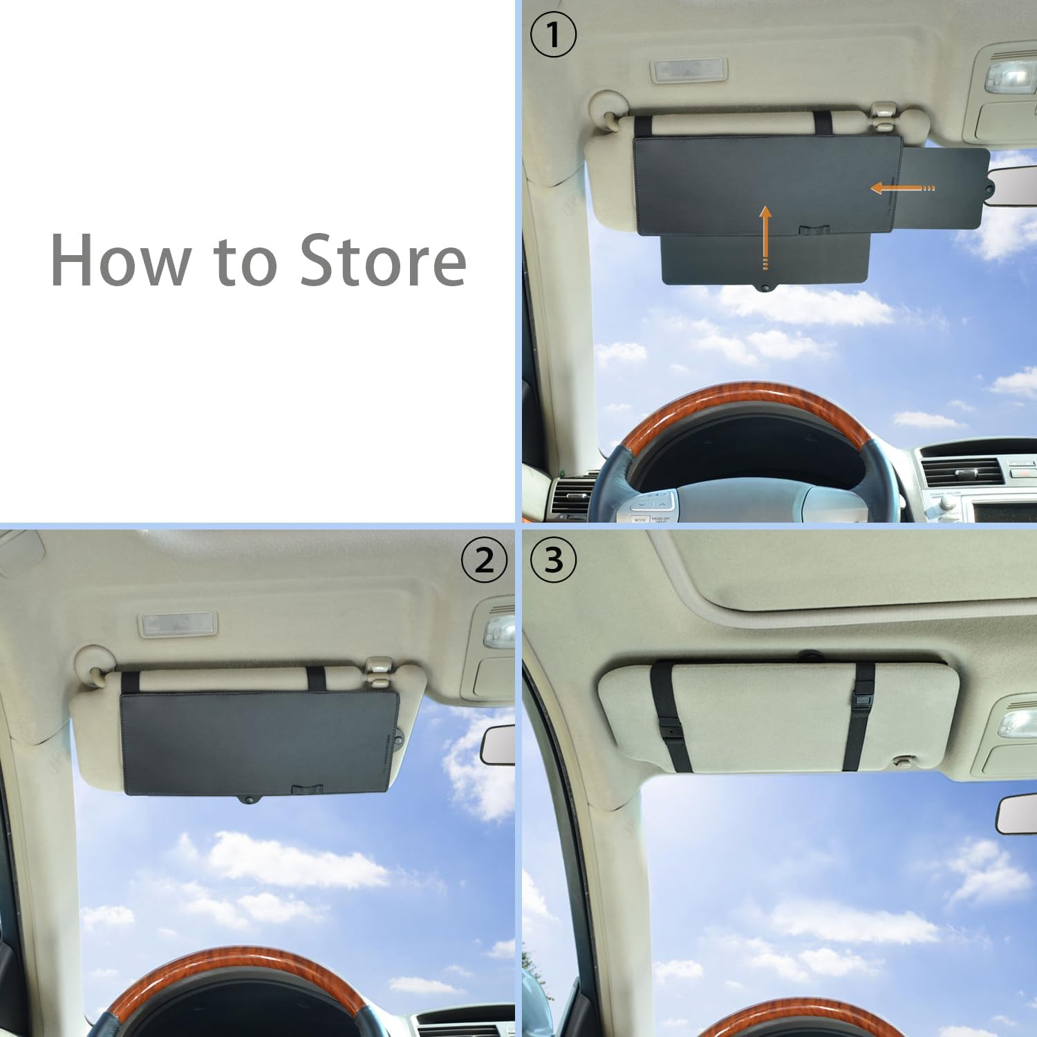 Car Window Sunshade WANPOOL Car Visor Anti-Glare Sunshade Extender for Front Seat Driver or Passenger (Black) image number 1