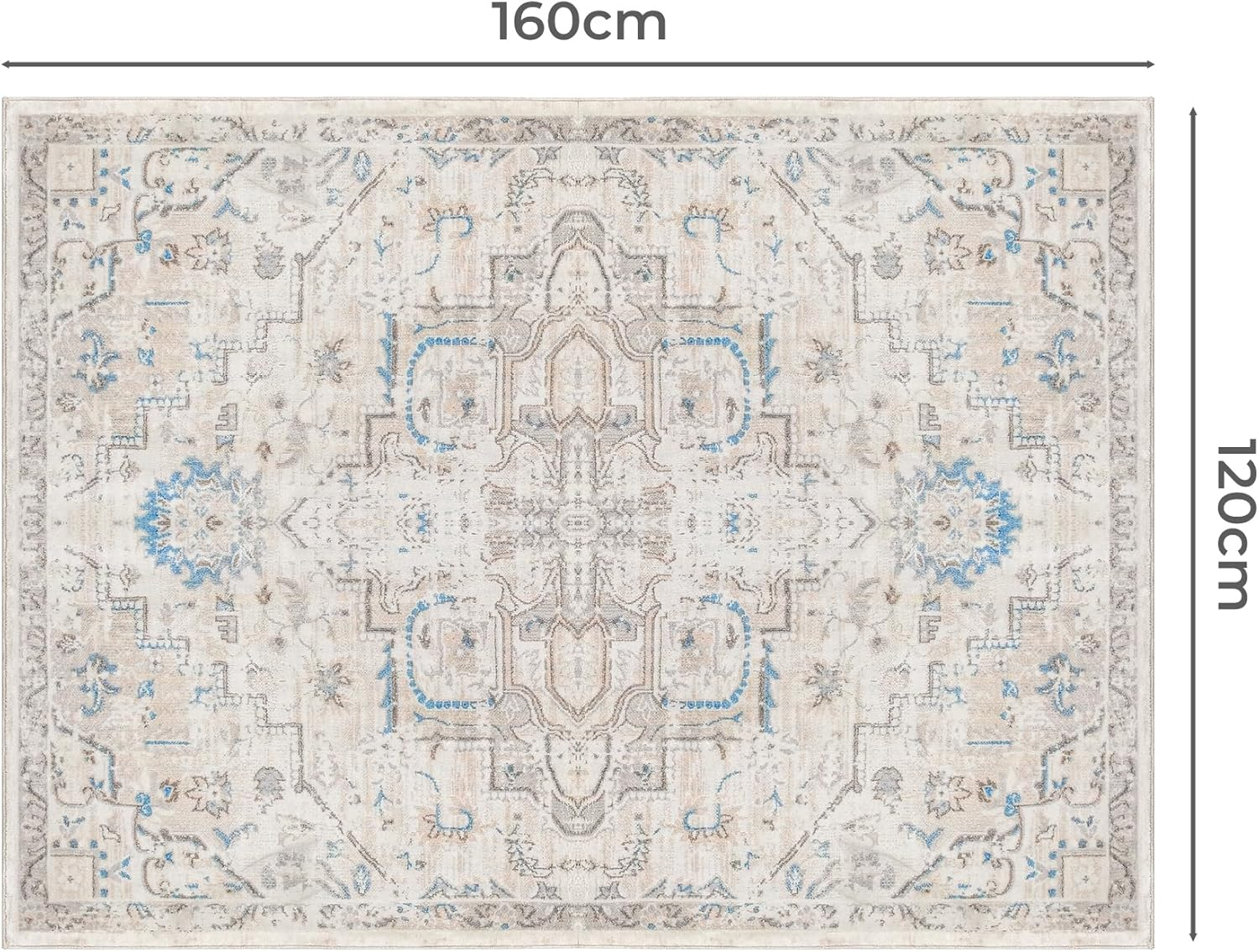 MARLOW Anti-Slip Floor Rugs, 160X120Cm Skin Friendly Shaggy Area Rugs, Soft Large Home Decor Carpet Indoor Outdoor - Versatile for Bedroom,Dining Room,Living Room(Vintage Grey-Blue) image number 6