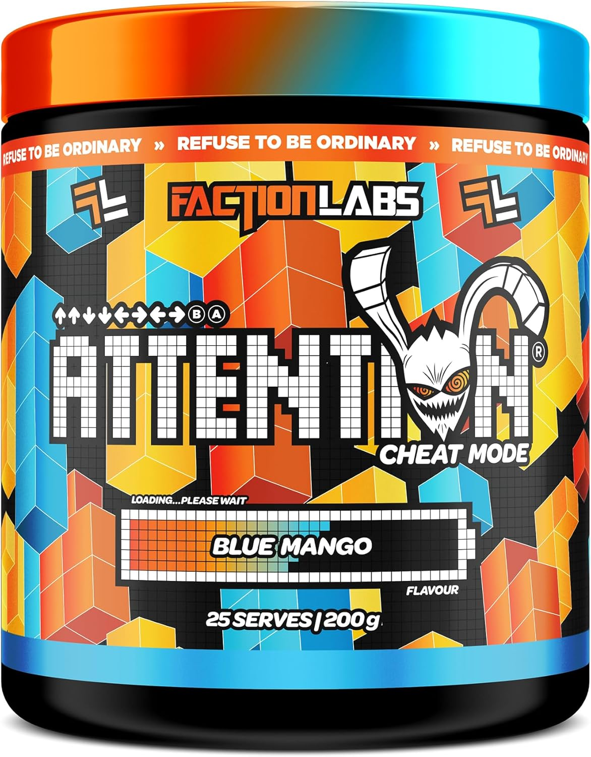 Faction Labs Attention Cheat Mode - Nootropic Pre Workout - 25 Servings, 400G Blue Mango (Mango)
