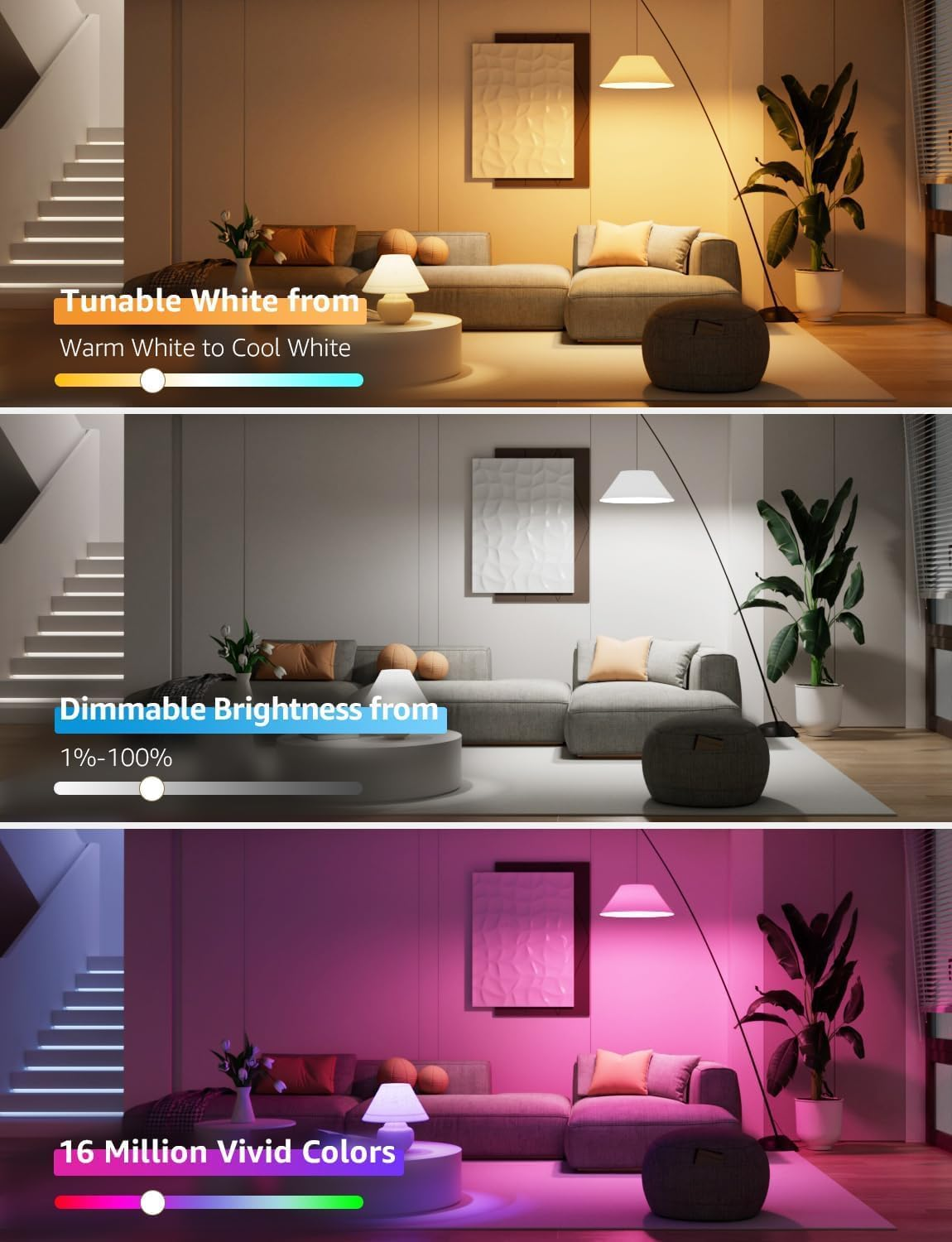 Lepro AI Smart Bulb E27, Music Sync Wifi Bulb, Voice Control Smart Screw Bulb, Colour Changing Light Bulbs, Compatible with Alexa & Google Assistant, Personalized AI Lighting Designer, 4 Packs image number 4