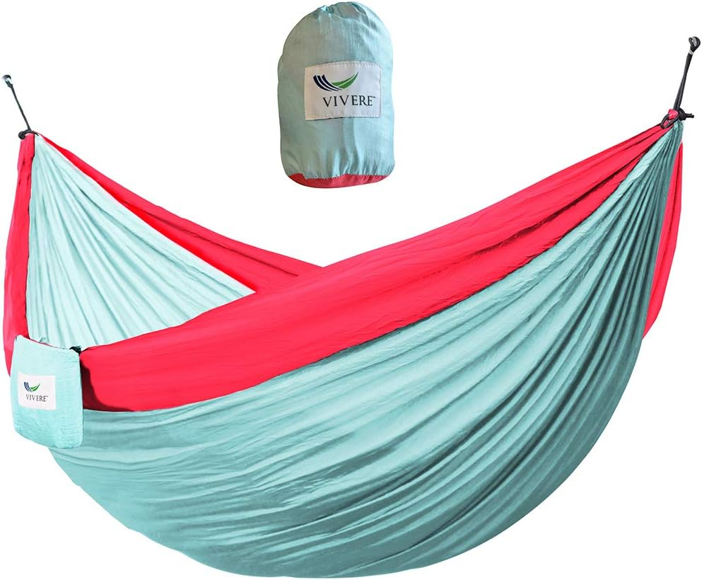 Vivere Nylon Double Parachute Camping Portable Hammock, Navy/Olive