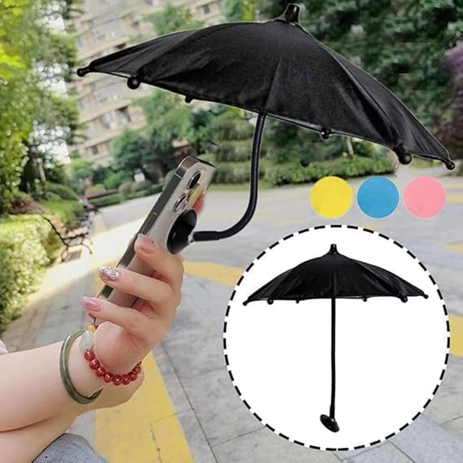 Coehaopike Magnetic Phone Sunshade Umbrella,360&deg; Flexible Phone Umbrella Suction Cup Stand,Mini Cellphone Shield Suction Cup,Helps Reduce Phone Overheating and Screen Reflection - Pink image number 5