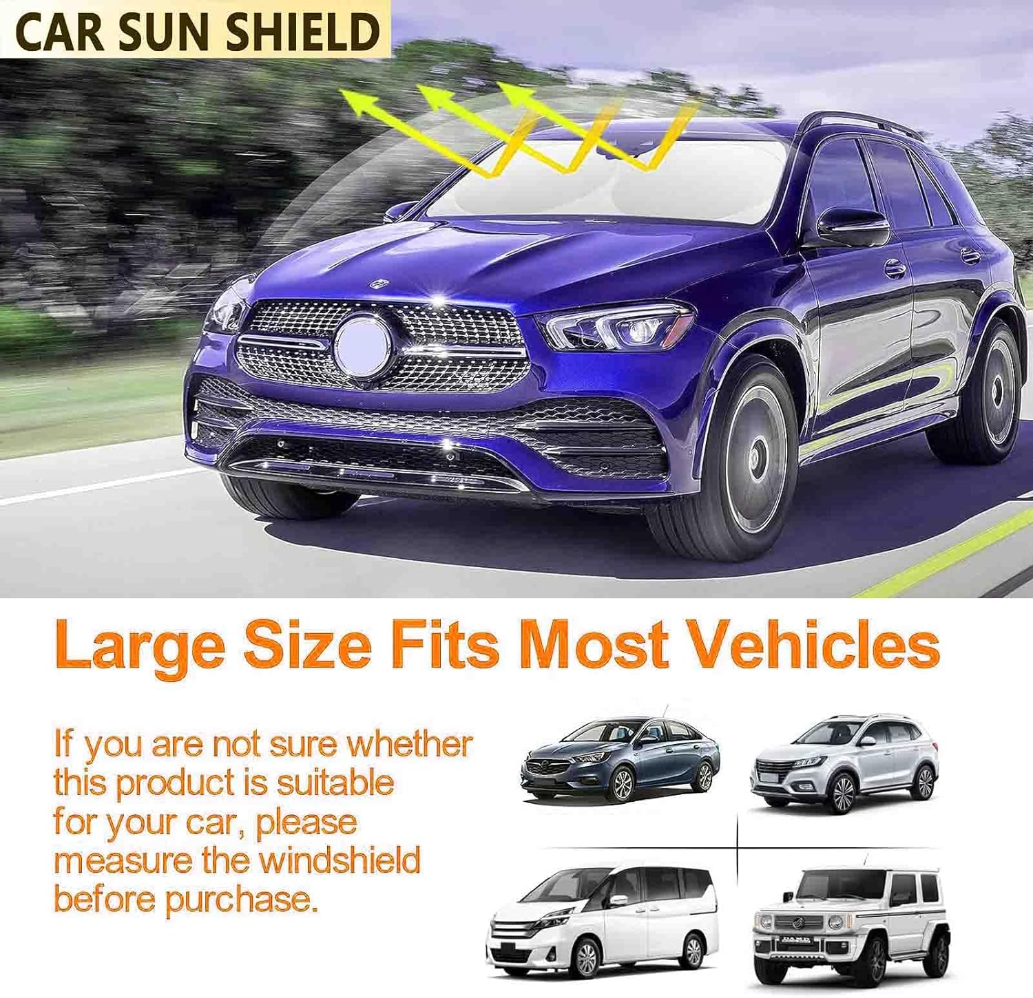 Windshield Sun Shade,Foldable Car Sun Shade Windshield,Sun Blocker for Car,Uv Block Shades for Front Windows,Suitable for Most Sedans,Suv and Trucks Accessories Prevents Fading image number 4