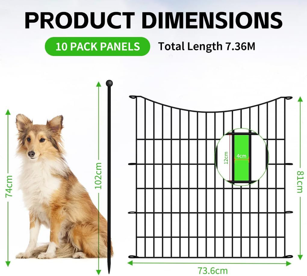 Springup 10 Panels Fence Outdoor No Dig for Yard Decorative Garden Fence Animal Barrier for Dogs Rustproof Metal Wire Garden Edging Fence and Borders Fencing Stakes image number 4