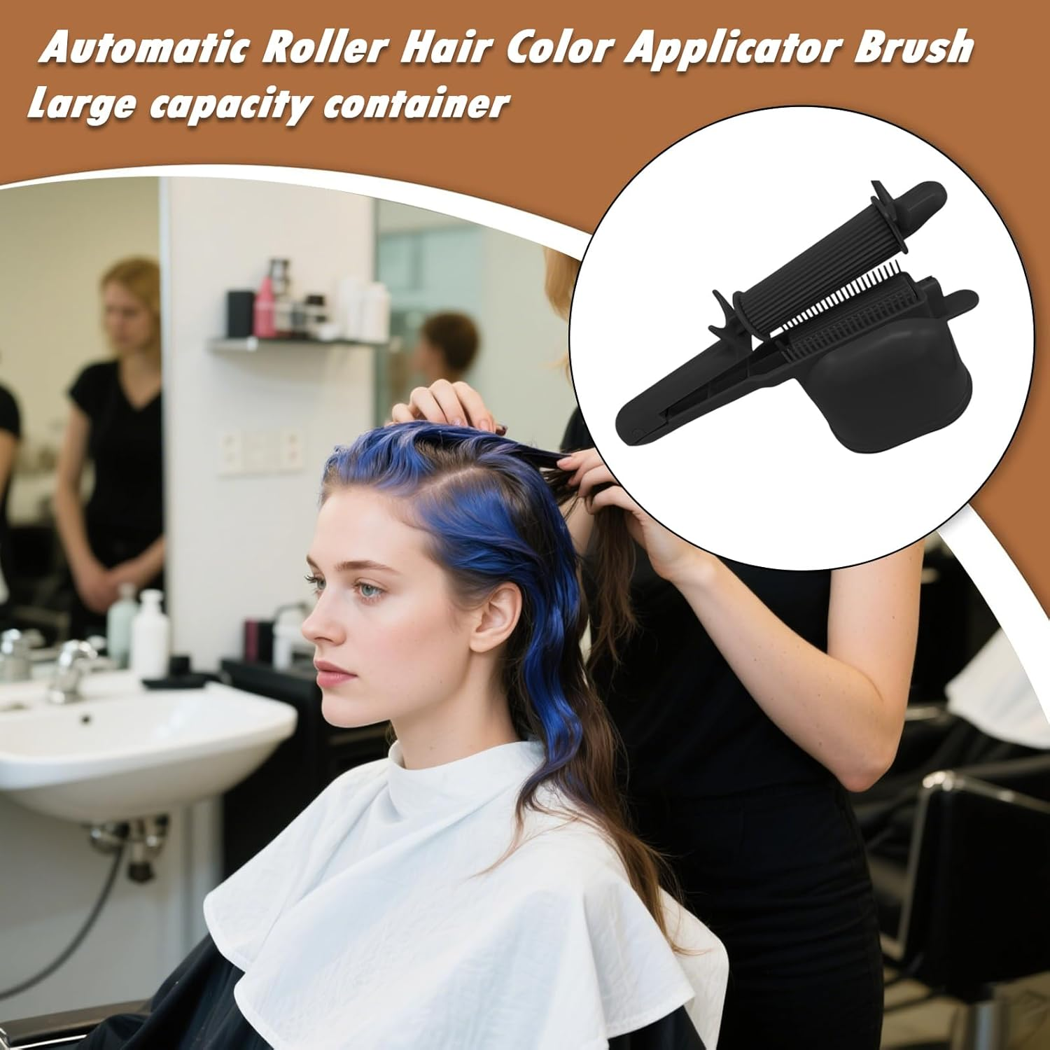 Roller Hair Color Applicator | Professional Automatic Roller Hair Dye Comb - Ergonomic Tint Dyeing Brush Stylist Salon Coloring Tool for Family Adults Friends Enthusiasts Beginners image number 5