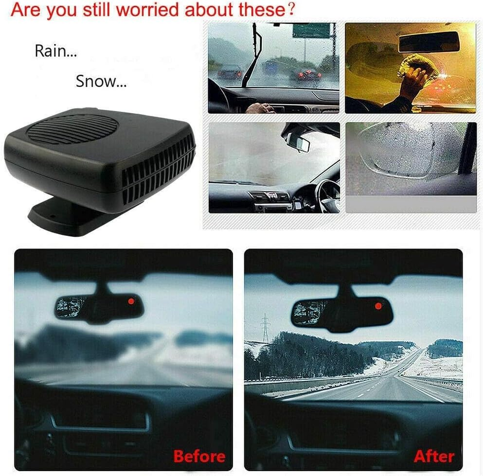 Baceyong 2 In1 Portable 150W Auto Heating Cooling Fan Defroster Defogger for Car Truck 12V Black image number 2