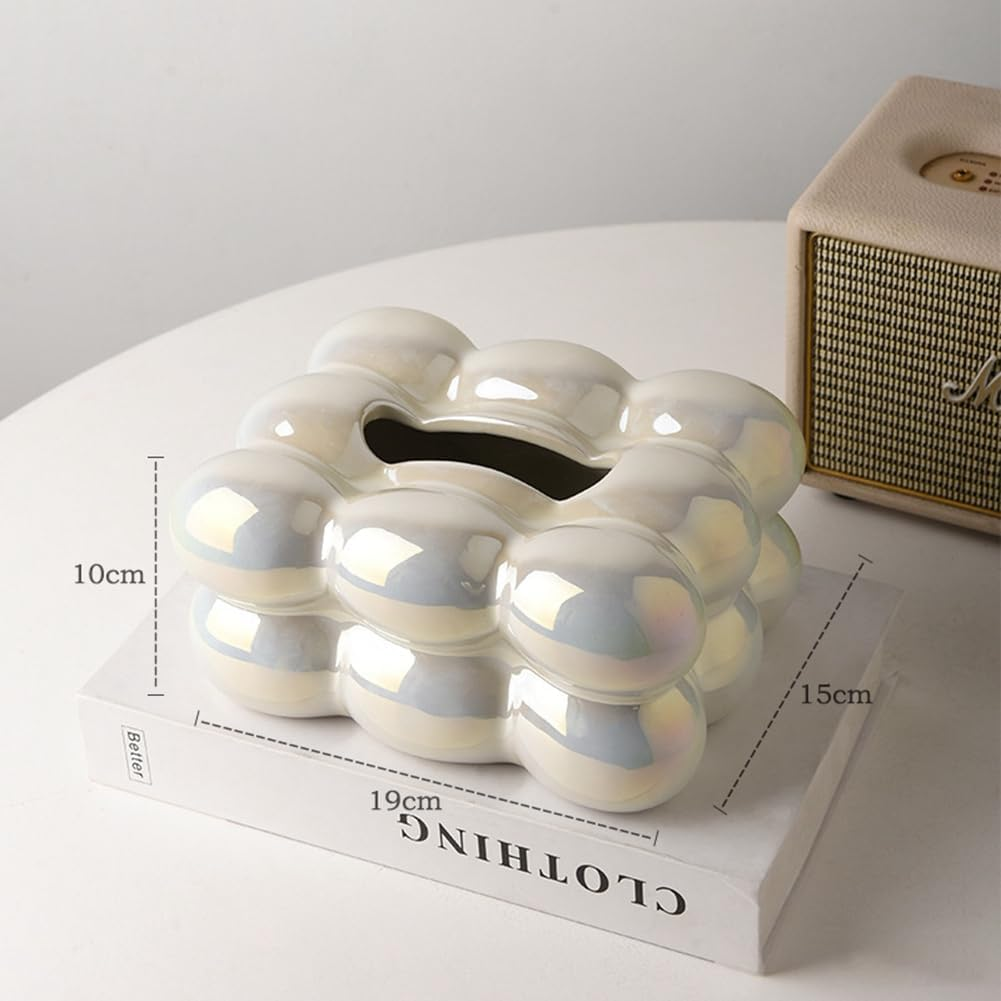 Paper Box Ceramic Paper Box Holder Paper Dispenser for Bathroom Dining Table Stylish Tissue Organizer Decorative Napkin D image number 2