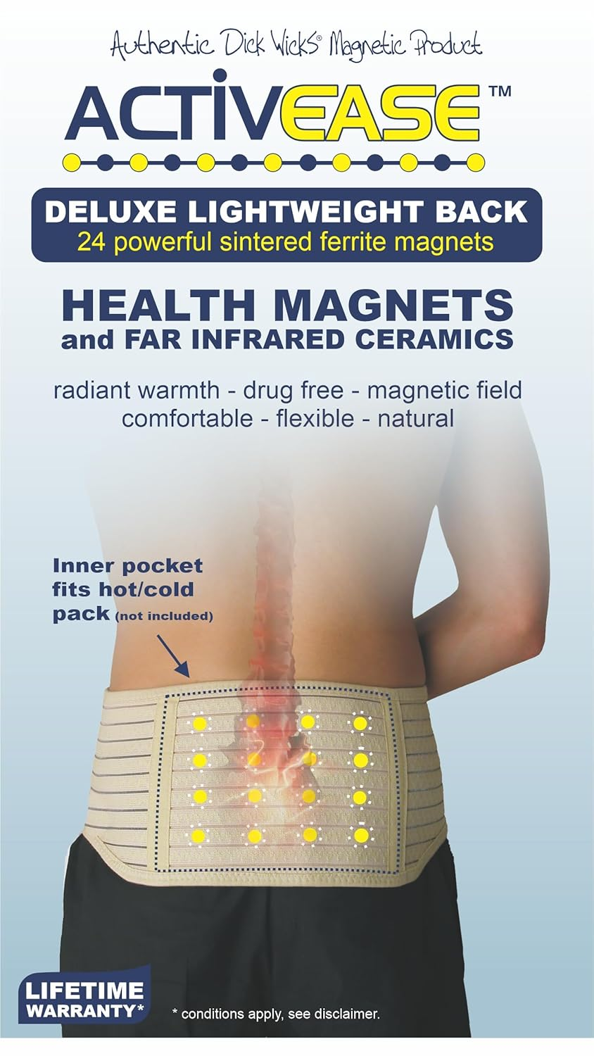 Activease by Dick Wicks Magnetic Back Support Belt, Deluxe Lower Back Brace, Beige (XXL) image number 3