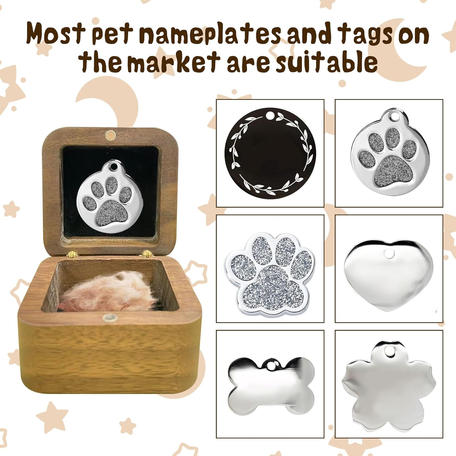 WINUSD Walnut Wood Pet Hair Keepsake Box, Memorial Gift for Loss of Dog Cat, Small Pet Urns for Ashes, Pet Loss Sympathy Gift image number 2