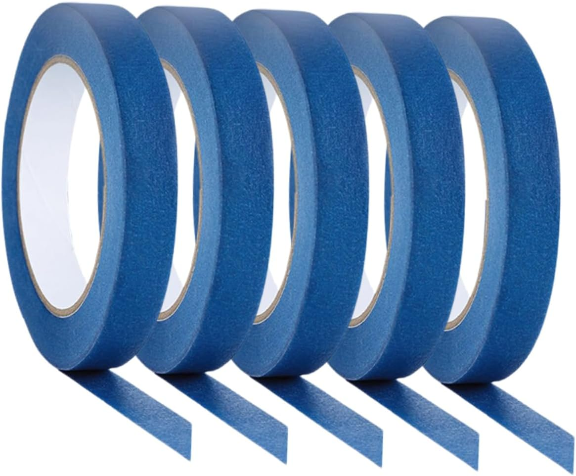 Homoyoyo 5Pcs Blue 1Cm Paint Masking Tape for Wall Painting, Thin Automotive Masking Tape for Precise Edging and Decoration, Suitable for Car Paint Supplies and Home DIY image number 6