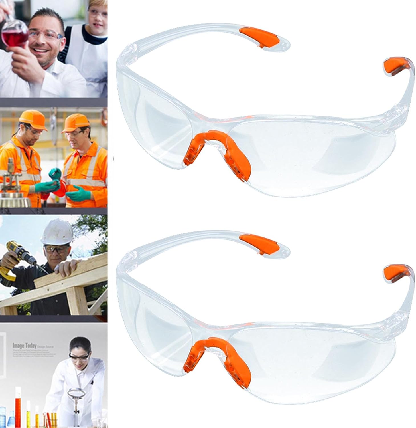 AYNKH 6PCS Safety Glasses, anti Fog Goggles Eyewear Eye Protection for Work, Wrap around Security Equipment with Clear Lenses and Rubber Nose and Ear Grips for Construction Laboratory Chemicals image number 1