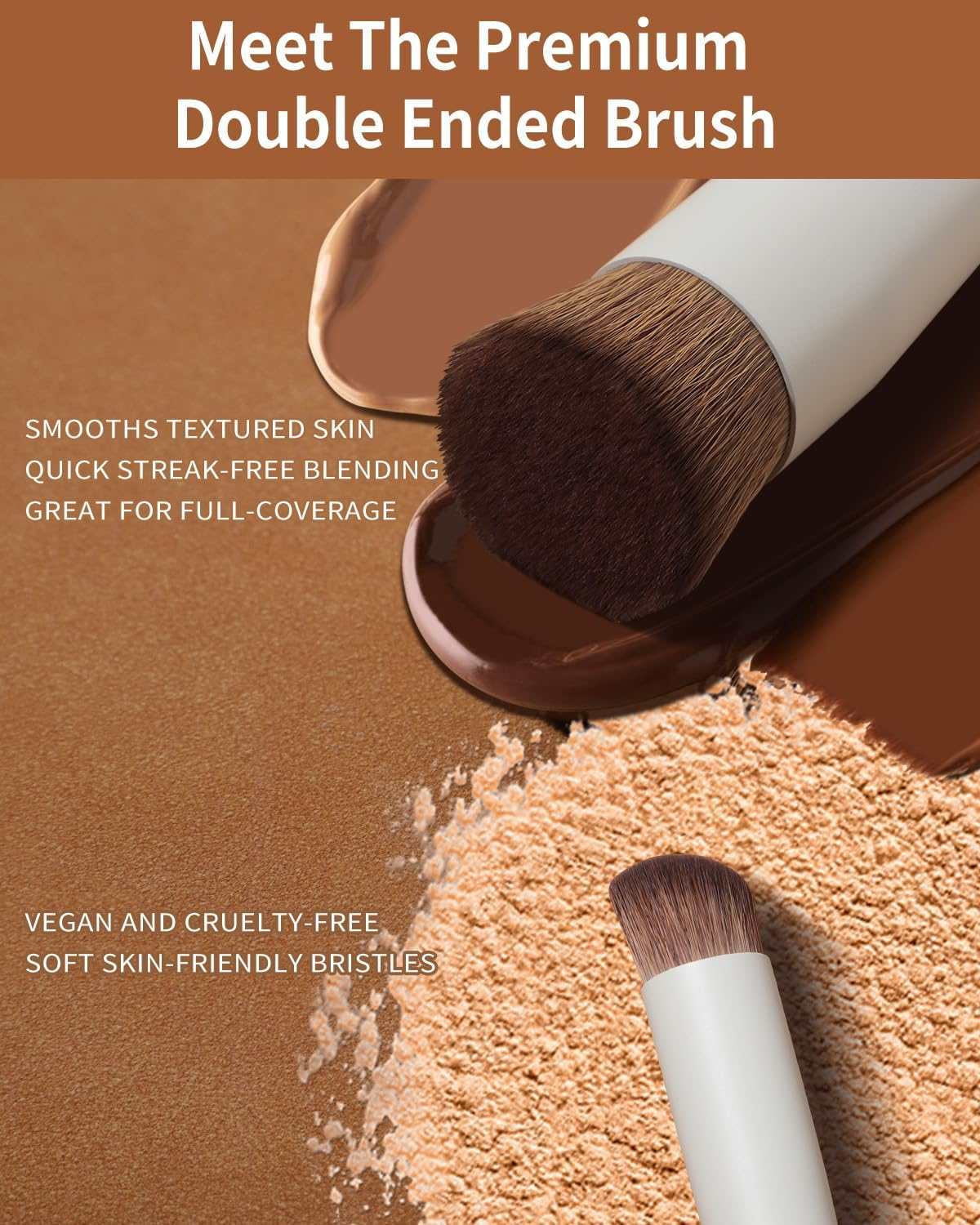EIGSHOW Foundation Brush, Undereye Concealer Brush Oblique Concealer Brush Kabuki Brush, Flat Foundation Makeup Brush, Cream Application (D110) image number 1